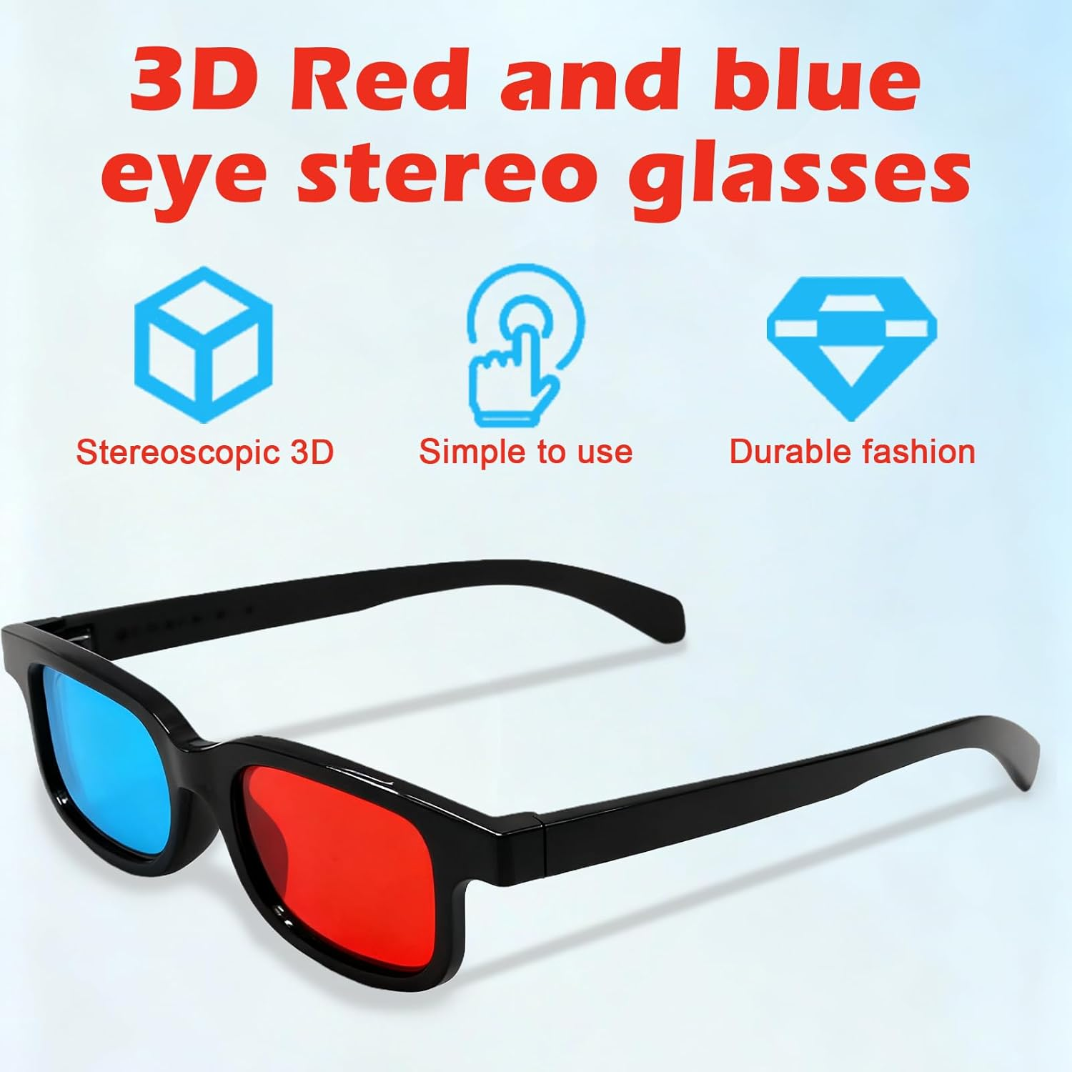 4 PCS 3D Glasses, Dimensional 3D Vision Glasses Red & Blue for TV, Movie, Game Viewing image number 1