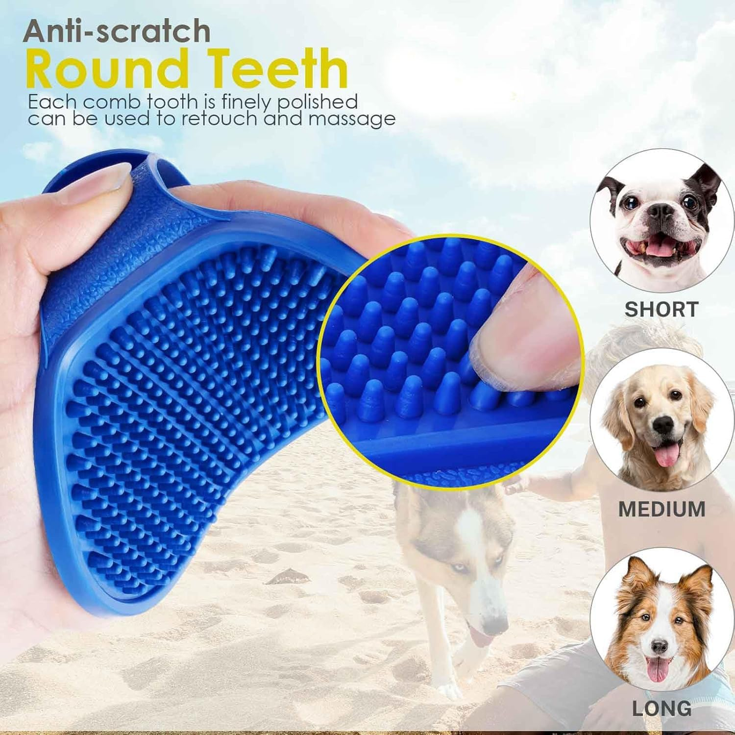 2 Pack Dog Grooming Brush, Premium Soft Silicone Pet Bath Brushes with Adjustable Handle, Shampoo Soothing Comb for Wet Dry Long Short Haired Dogs & Cats Massaging, Deshedding(Green Blue) image number 5