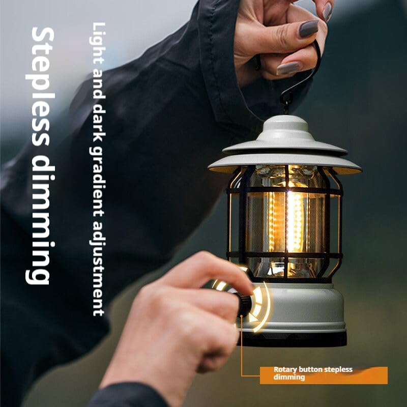 2PACK Rechargeable Camping Lanterns, Portable LED Tent Light with Stepless Dimming, Waterproof Vintage Design, 360&deg; Illumination, USB-C Fast Charging, Indoor & Outdoor Decor image number 1