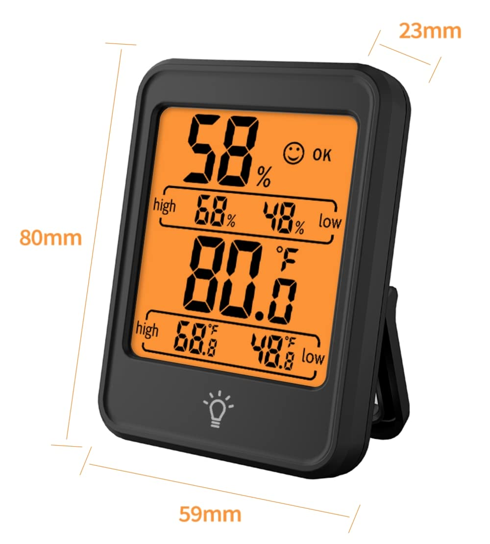 Indoor Hygrometer Digital Thermometer MC41, Black, Backlight（No Batteries in Pack） image number 2