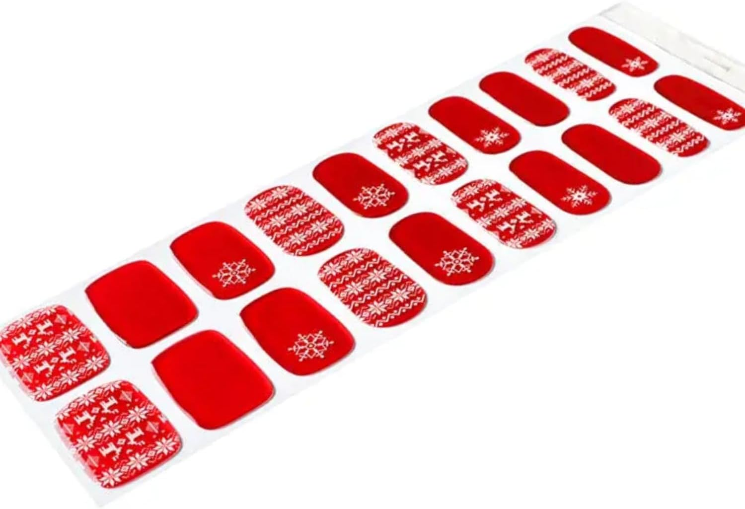 Semi Cured Gel Nail Strips, 20 Gel Nail Stickers Wraps, UV LED Lamp Curing Gel Nail Polish Strip, Xmas Christmas Sweater image number 3