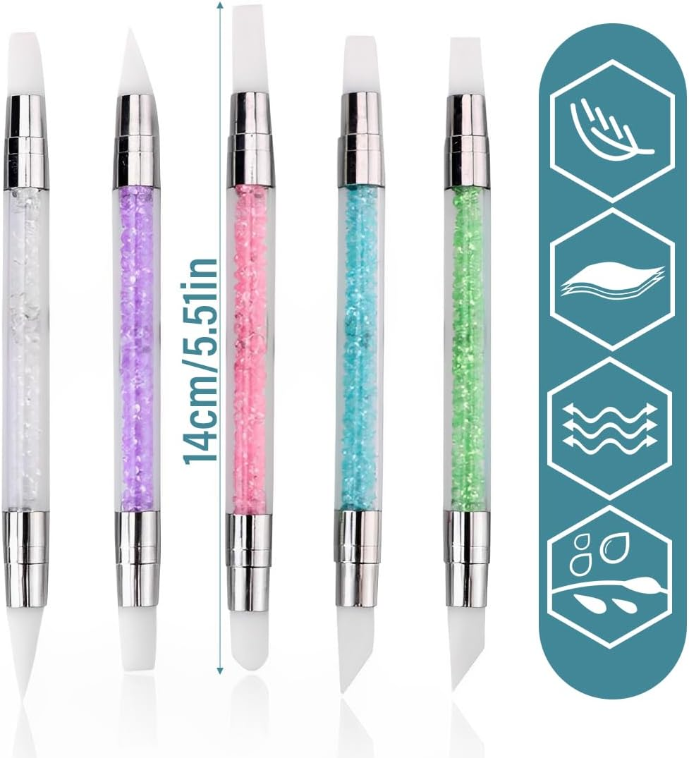 Weddhuis Silicone Styling Brush Set, Double Head, DIY Nail Tools, Silicone Nail Brush, Gel Sculpting Brush, Pack of 5 image number 6