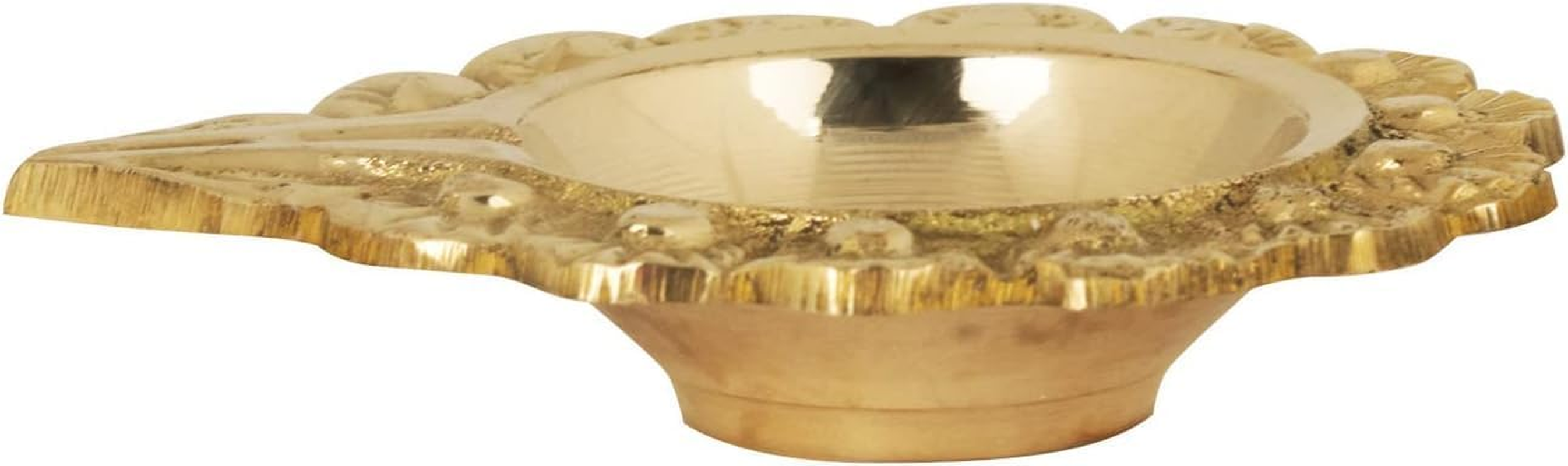 SATVIK Set of 4 = Brass Laxmi Kuber Diya &ndash; Engraved Floral Design Pooja Diya for Home, Mandir, Festivals, Diwali Decor, Oil Lamp, Tea Light Holder, Indian Housewarming Gift, Kutthu Vilakku, Nilakku image number 3