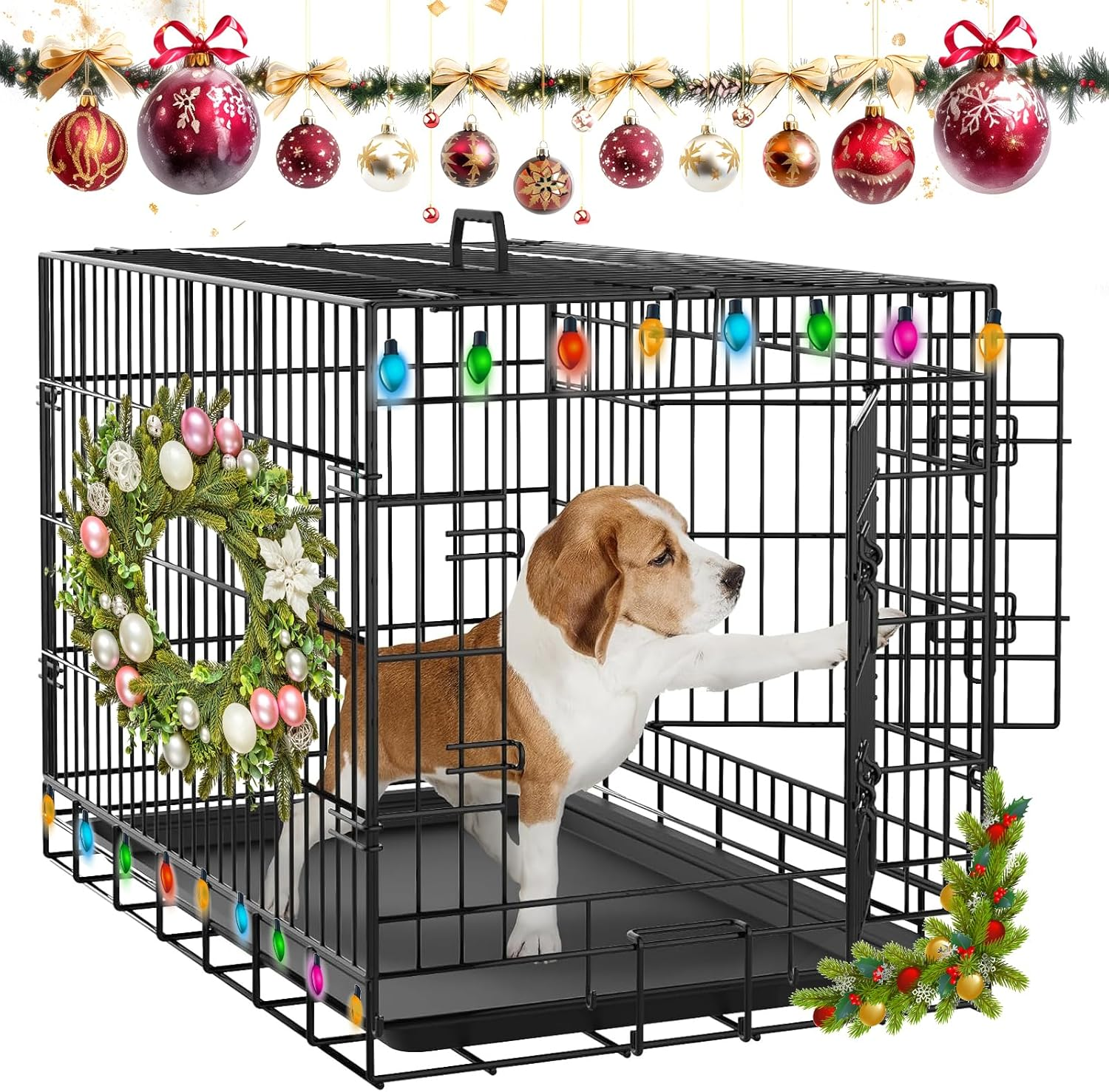 Advwin 36" Dog Cage Pet Crate Puppy Cat Foldable Metal Kennel 2 Doors with Removable Tray image number 1