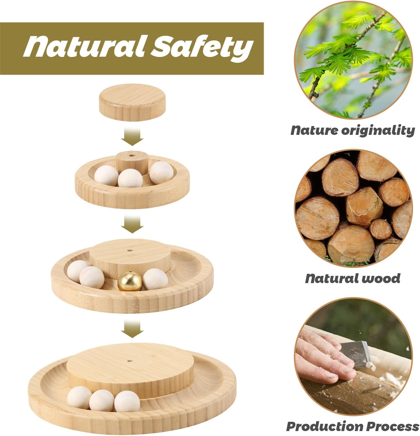 LUPAPA Cat Toys for Indoor Cats，With 9 Cat Toy Ball Interactive Wooden Cat Toy，Funny Roller Cat Tower Toys image number 6