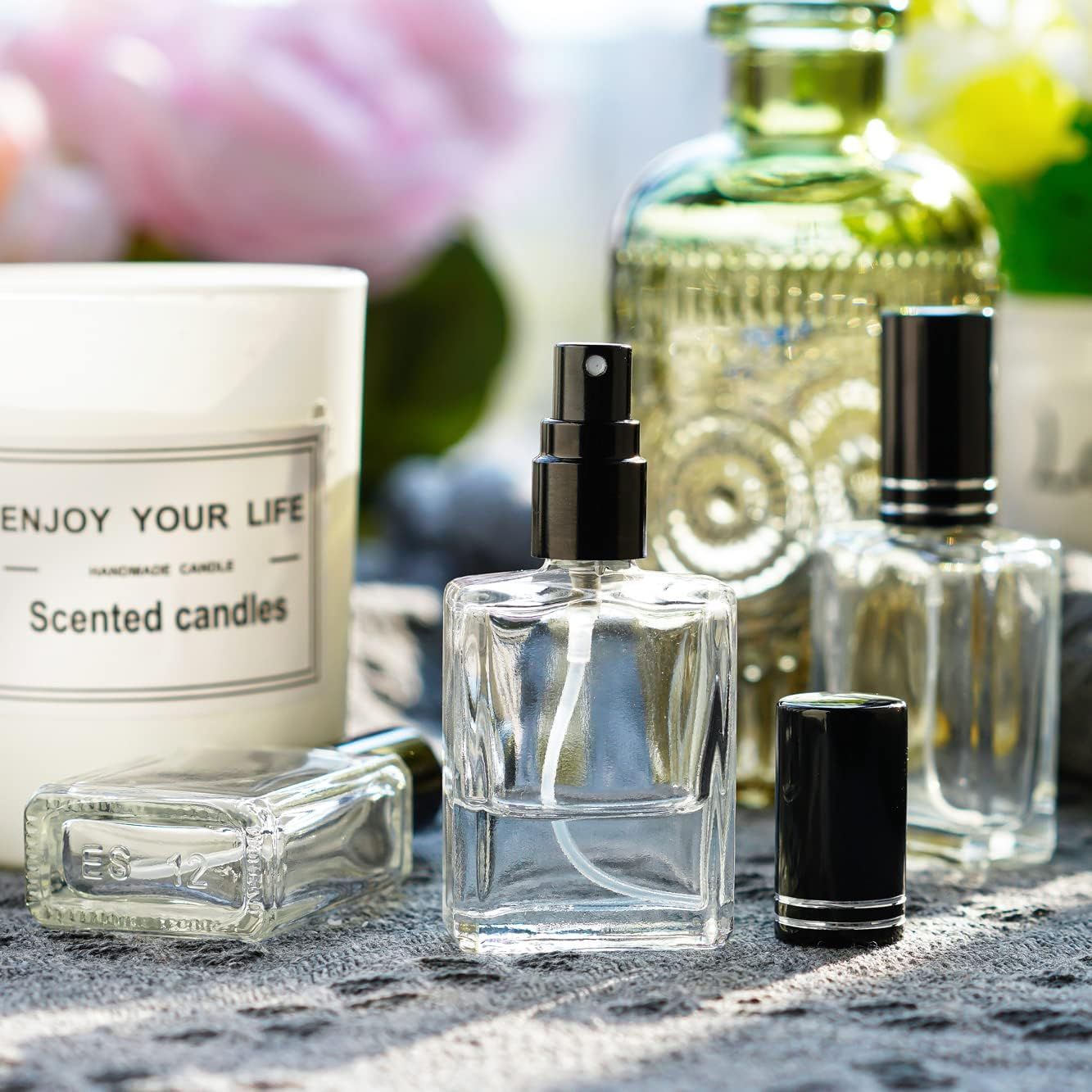 YU FENG 12Pcs Clear Refillable Perfume Bottle 15Ml Portable Square Empty Glass Perfume Atomizer Bottle for Travel image number 5