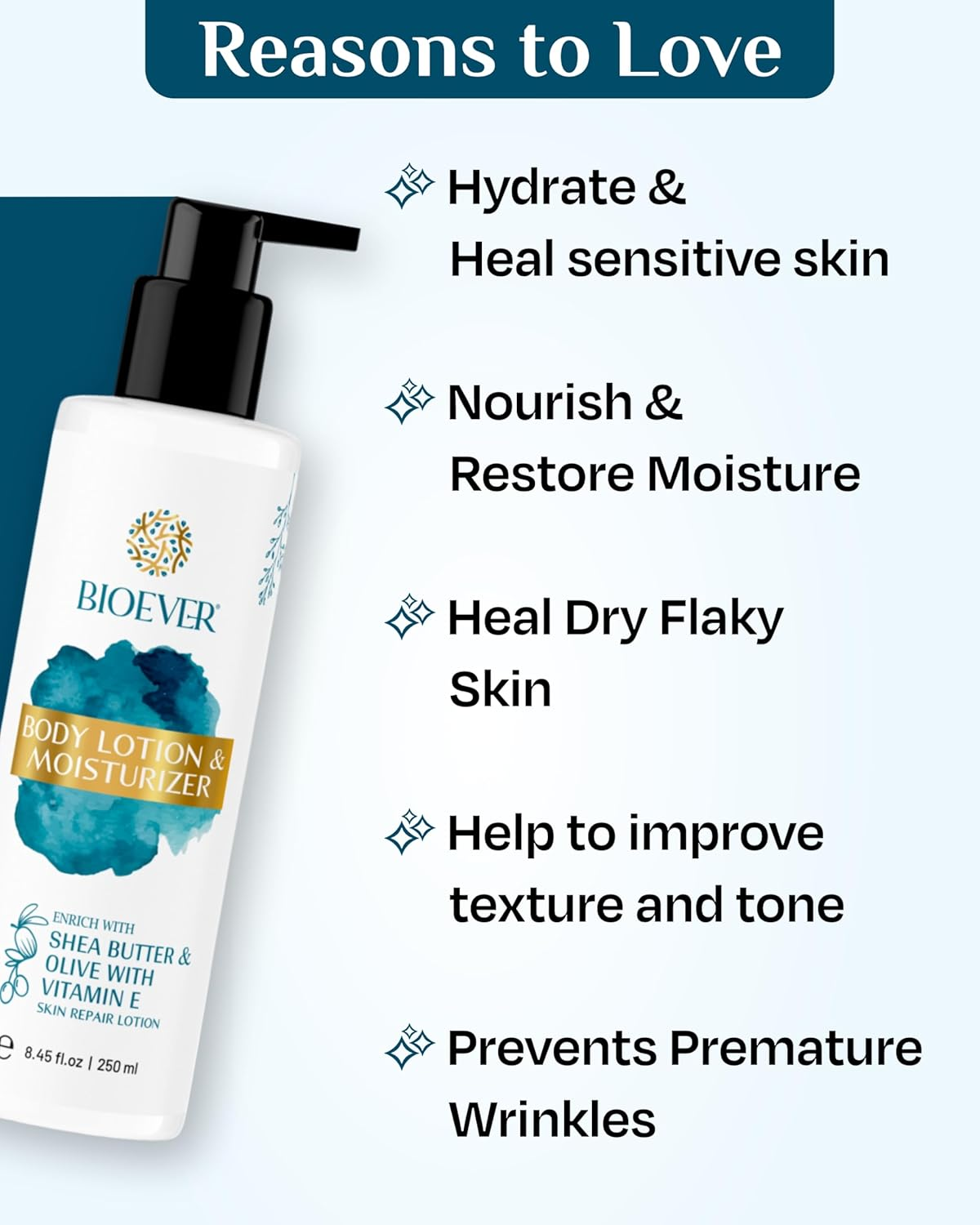 Bioever Body Lotion and Moisturizer Enrich with Shea Butter & Olive With, Vitamin E All Skin Types Lotion 250Ml image number 2