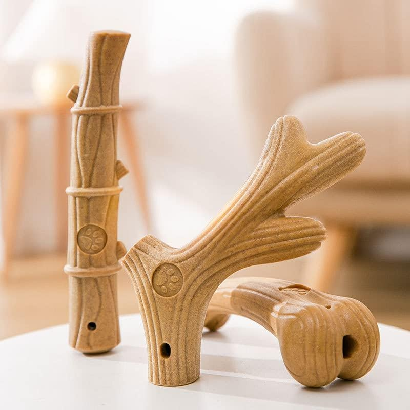3Pcs Wooden Antlers Design Durable Dog Chew Toys Tough Dog Grinding Teeth Toys image number 5