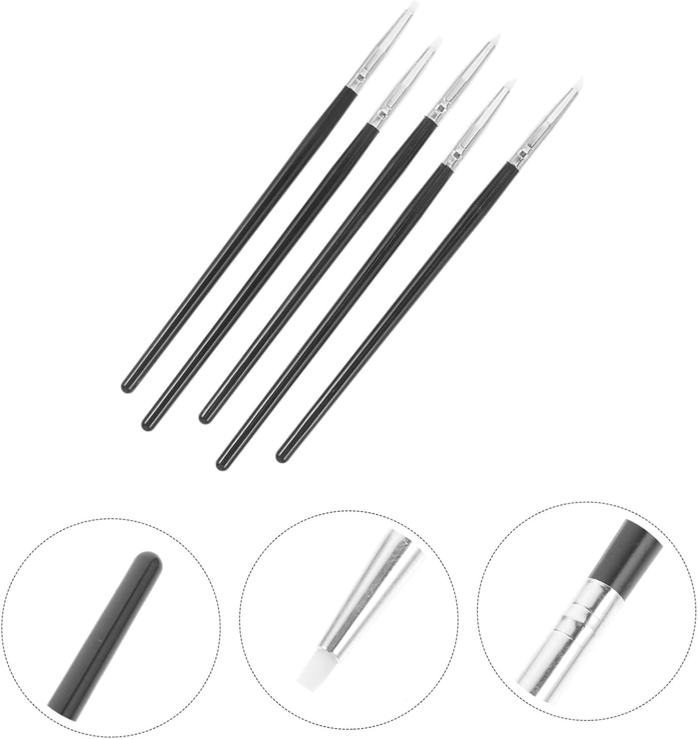 EXQUIMEUBLE 5Pcs Nail Art Carving Pen Black Silicone Head for Shaping Drawing Tools Professional Nail Art Accessories image number 5