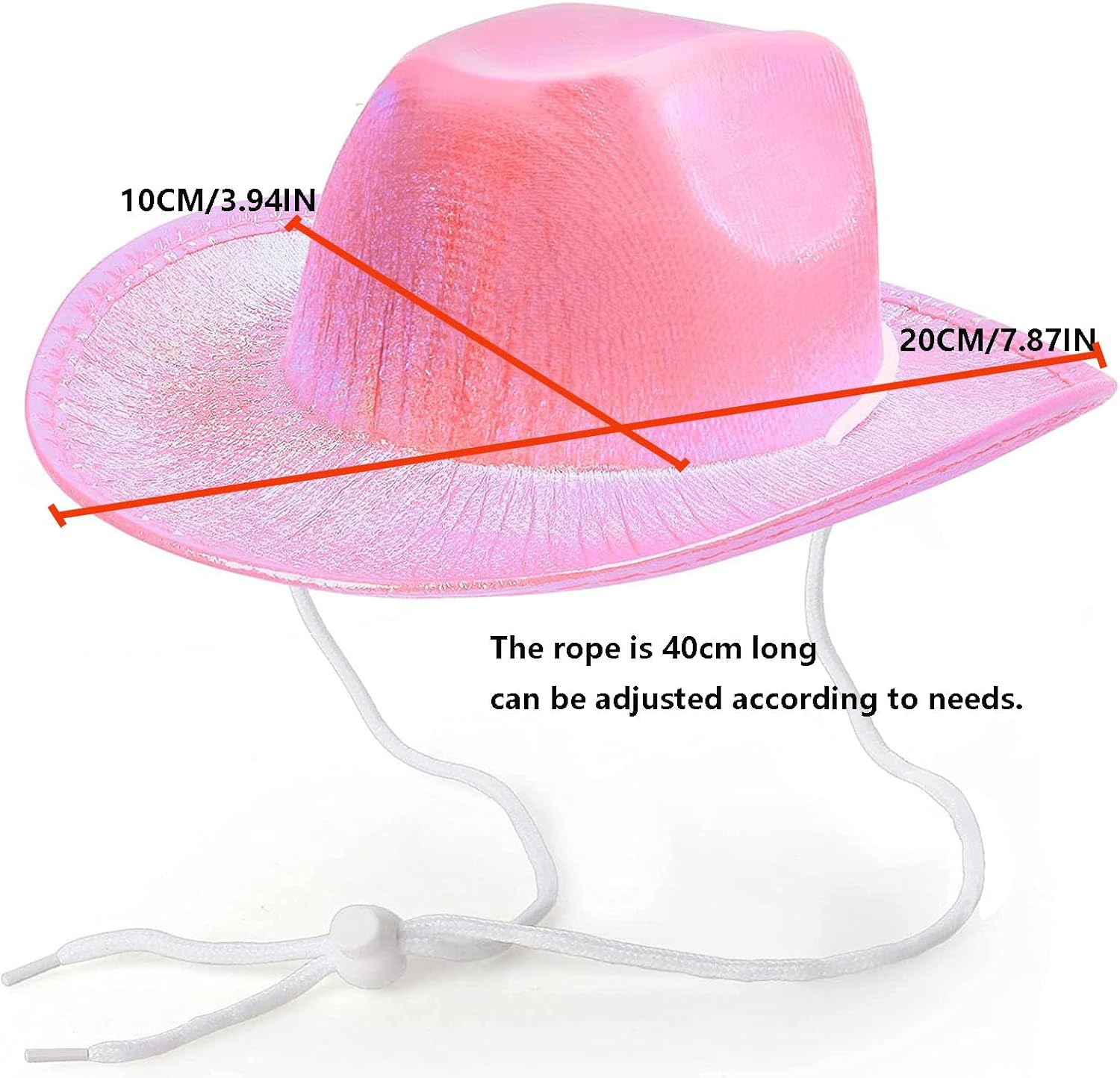 Dog Cowboy Hat Dog Catcostume Bandana West Cowboy Accessories for Pet Metallic Space Shiny Cowboy Hats (Pink) - Pink image number 6