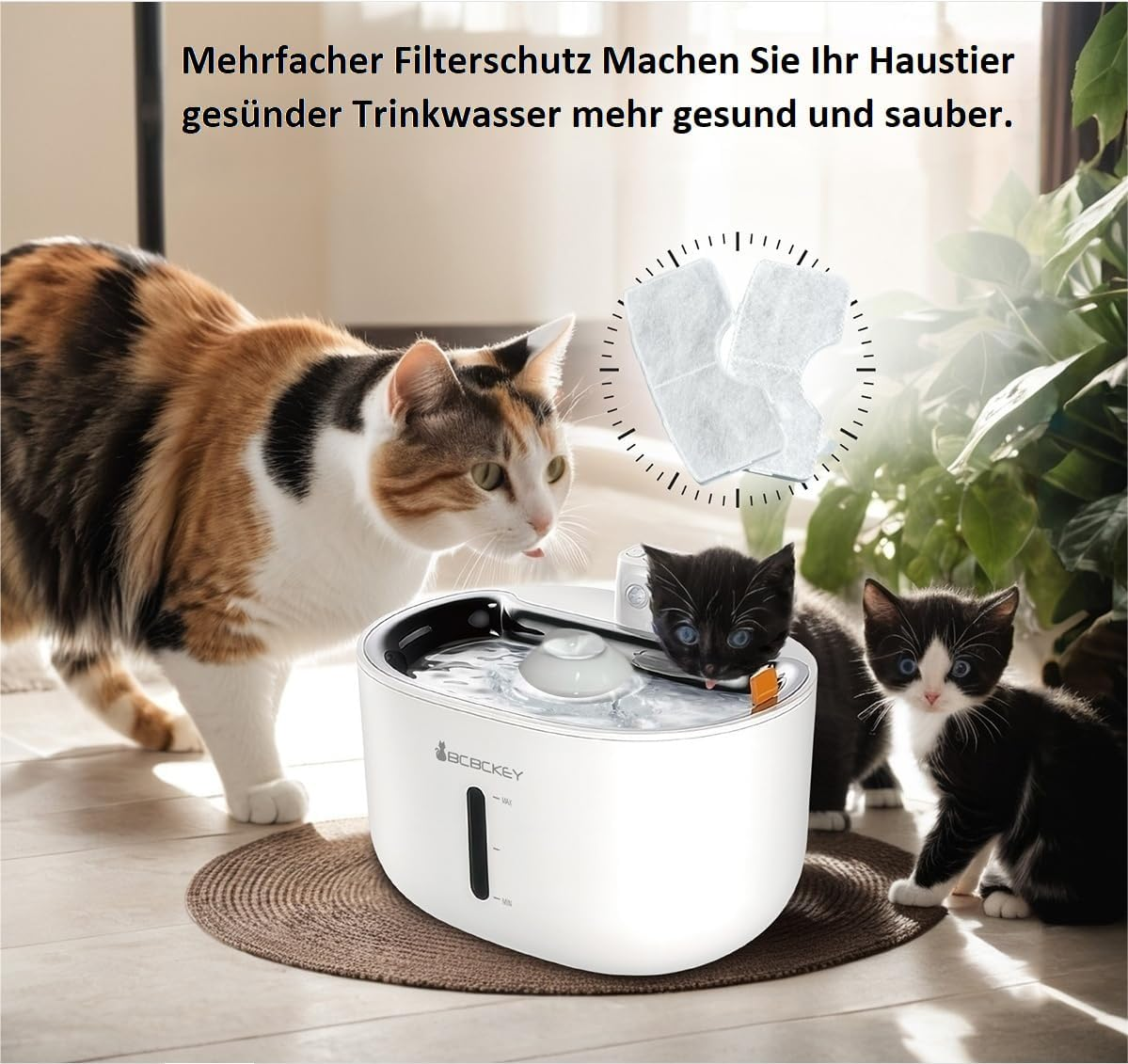 BCBCKEY Pack of 6 Cat Fountain Filter, 3L Cat Fountain Filter, Dog Fountain Filter, Pet Fountain Filter, Filter with Multiple Filter System image number 1