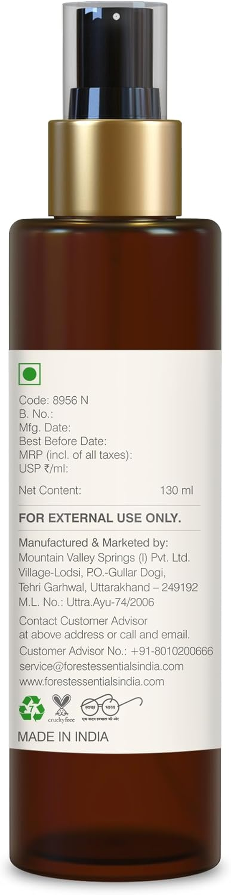 Forest Essentials Body Mist Sandalwood & Vetiver 130Ml image number 4