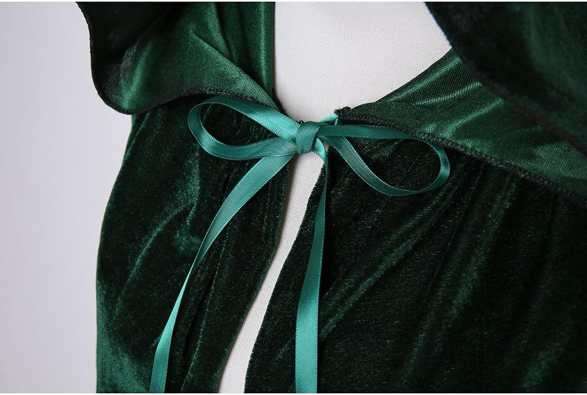 BIGXIAN Full Length Hooded Velvet Cloak Halloween Christmas Fancy Cape Costumes 59" image number 1