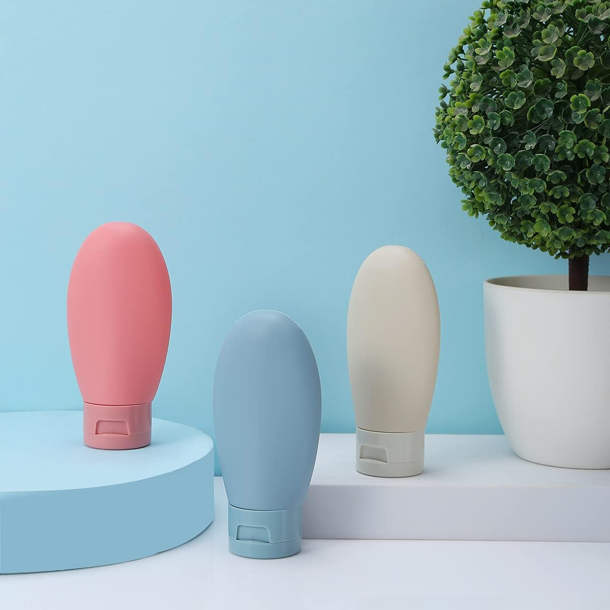 3 Pcs Travel Bottles Set,60Ml Travel Bottles & Containers,Small Mini Empty Plastic Squeeze Bottles for Travel Toiletries,Shampoo and Conditioner with Storage Bag image number 3