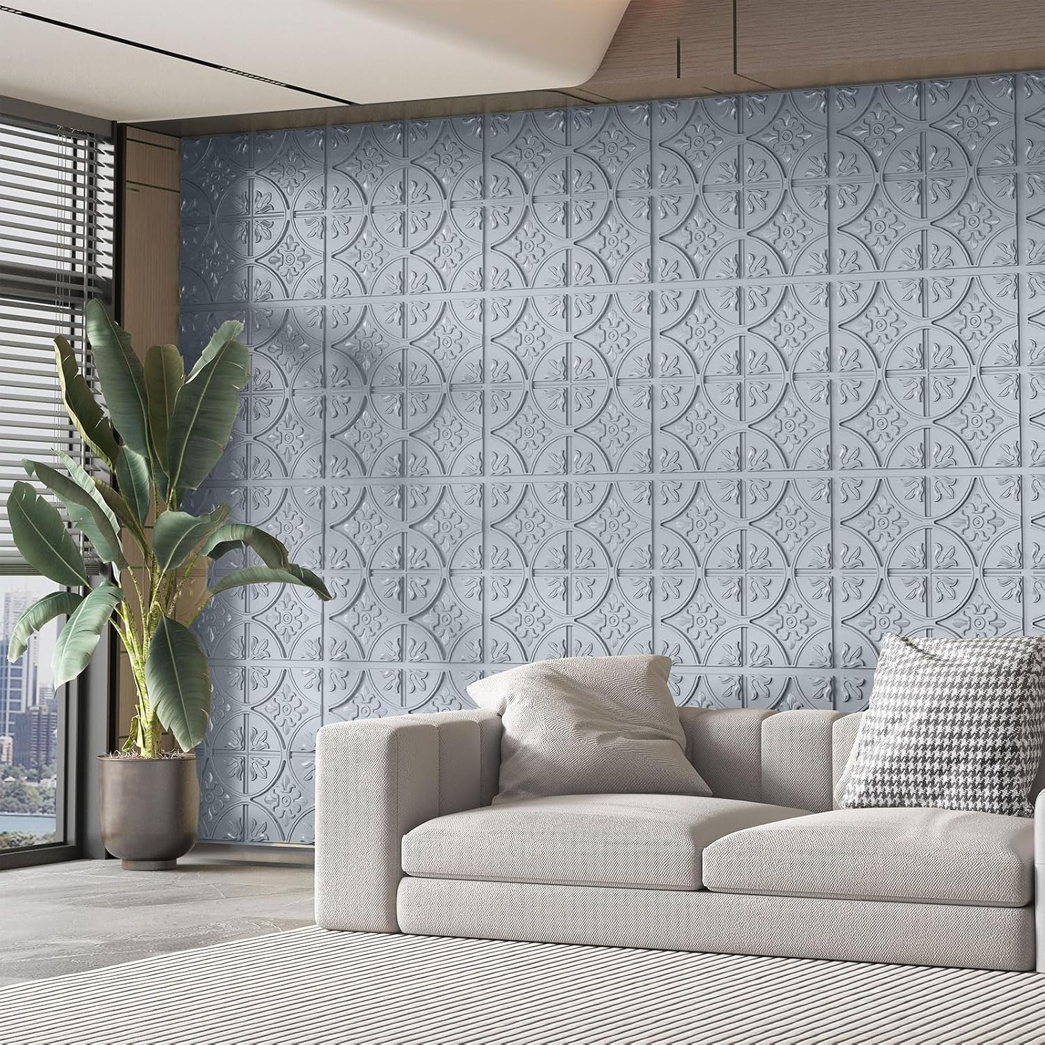 Art3D Drop Ceiling Tiles 2X2, Glue-Up Ceiling Panel, Fancy Classic Style in Gray image number 6