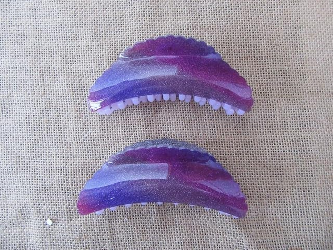 3Pcs Shiny Purple Claw Hair Clip 12X4X4Cm image number 2