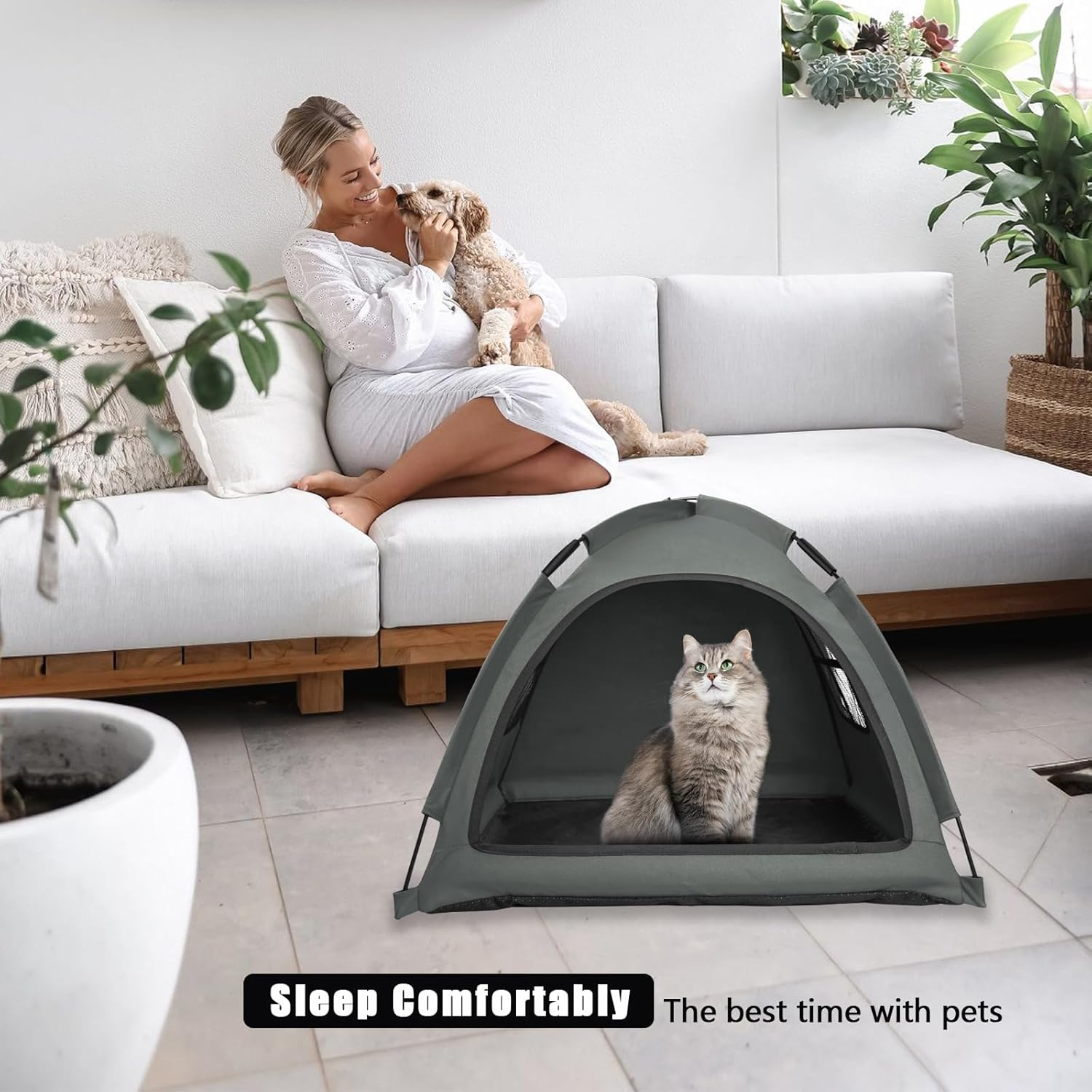 Nockovi Cat Tent House、Cat'S Nest, Portable Indoor/Outdoor Pet Tent House for Cats, Puppies and Other Small Animals (Cat Tent&middot; Grey, Small) image number 5