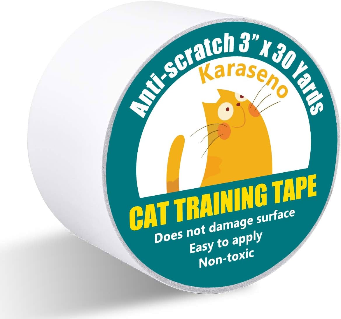 Karaseno anti Cat Scratch Tape, 3 Inches X 30 Yards Cat Training Tape, 100% Transparent Clear Double Sided Scratch Deterrent Furniture Protector for Couch, Carpet, Doors, Pet & Kid Safe