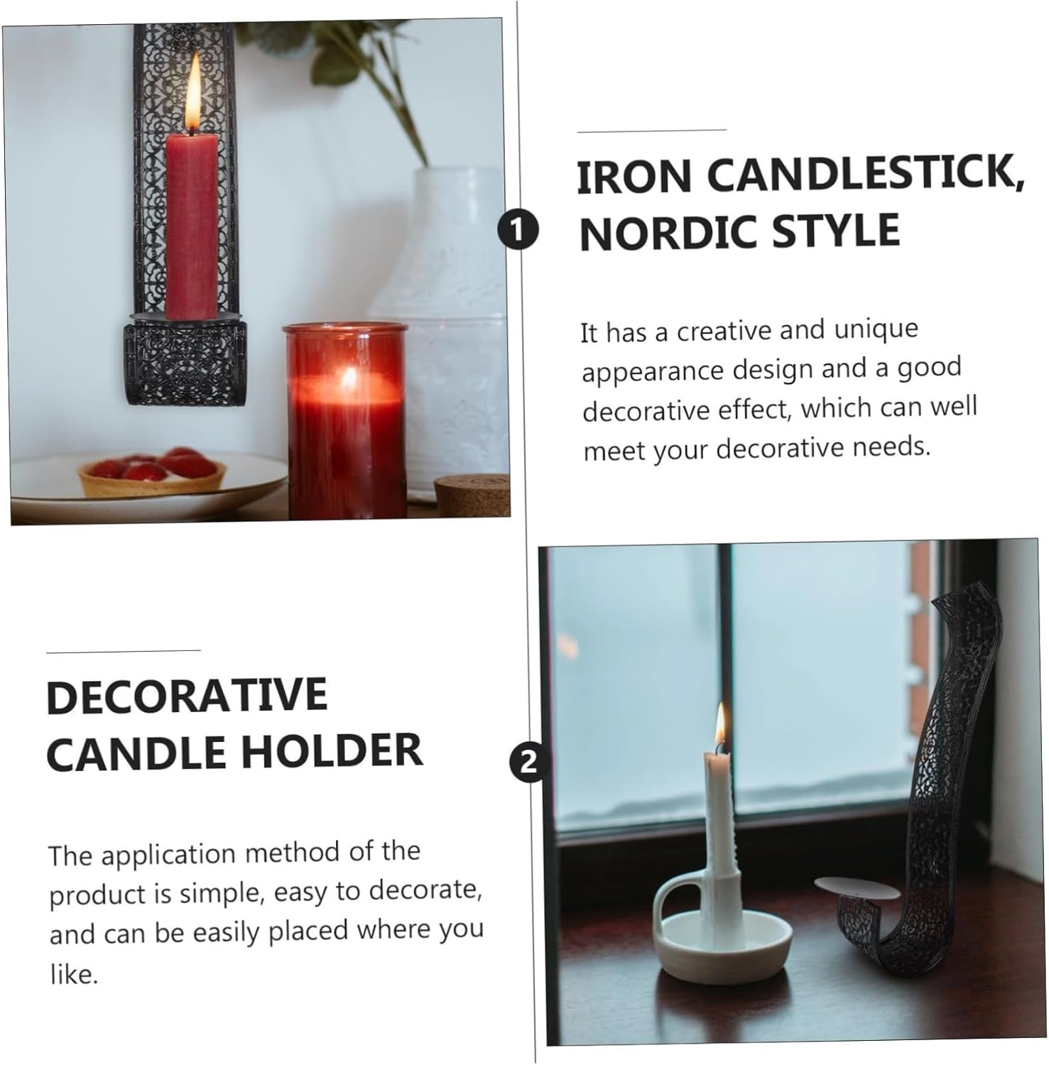 CORHAD Iron Wall Candle Holder European Style Retro Design Wall Hanging Candlestick for Home Decor Suitable for Living Made of Iron Material Provides Unique Decorative Touch as Candle image number 3
