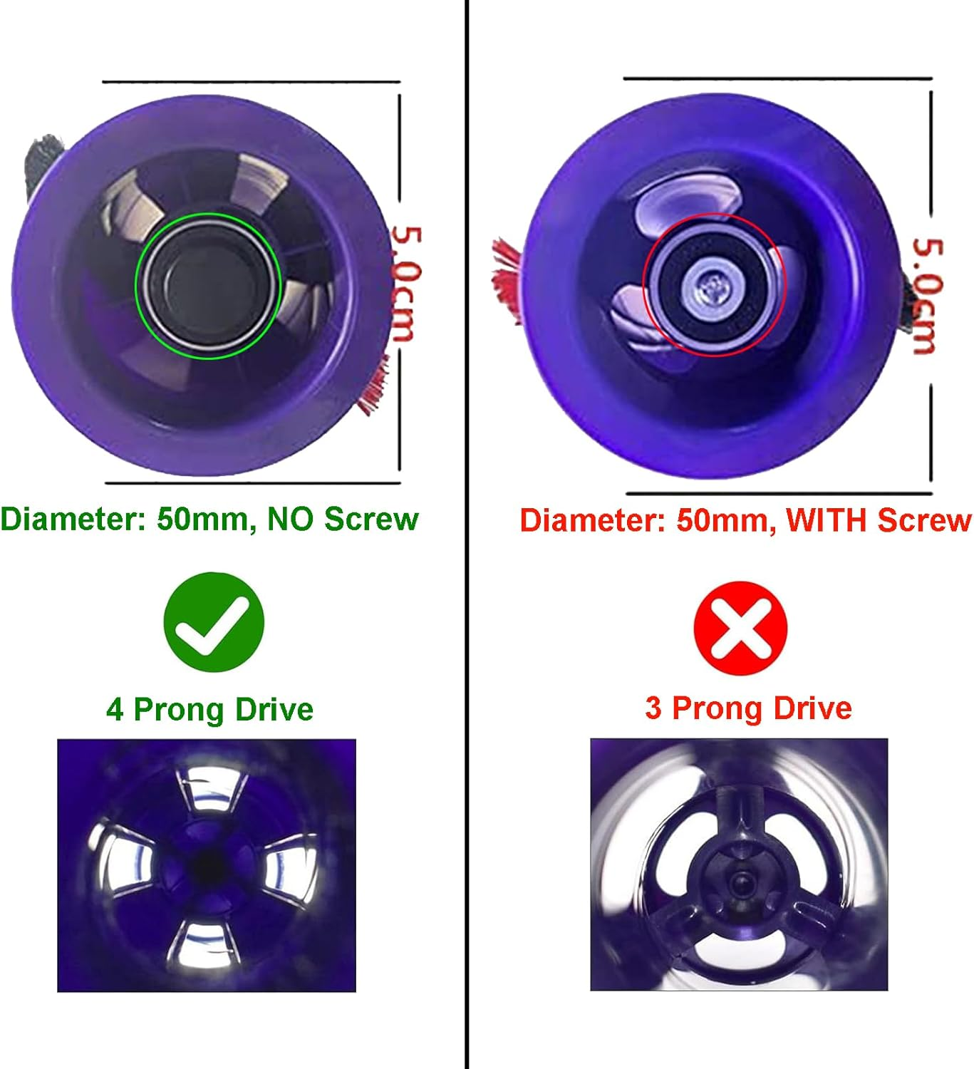 HUAYUWA Replacement Brushroll Carpet Brush Cleaning Roller Sweeper Bar (4 Holes Interior, D=50Mm) Fits for Dyson V10 Motor Head Vacuum Cleaner Rolling Brush Bar Spare Parts image number 6