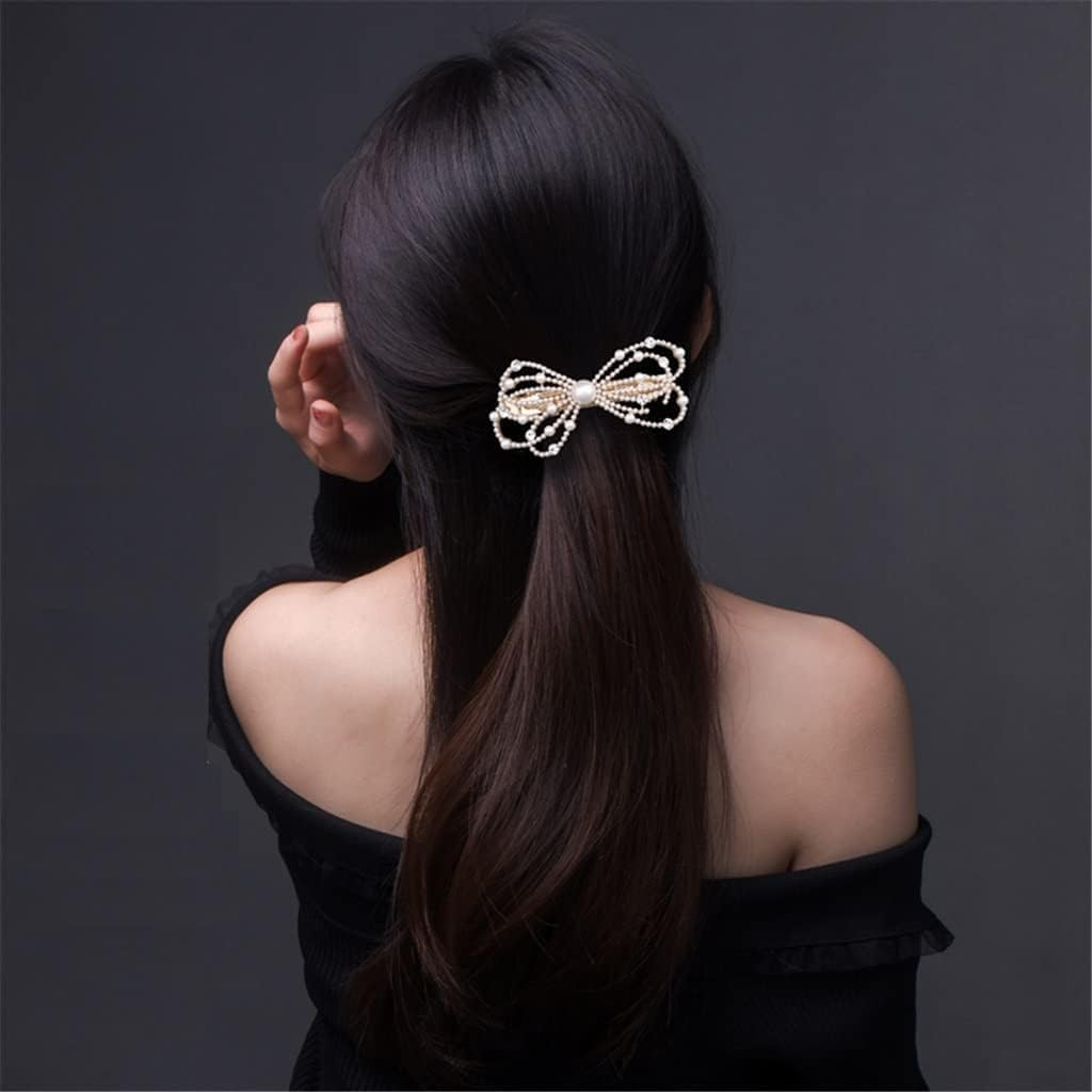 Crystal Hair Accessories,Clips Hairpins,Clip Plate,Hairpin Female Bow Headgear Hair Clip Back Head Hairpin One Word Clip Spring Clip (Color : B, Size : 10 * 5Cm) (Color : A, Size : 10 * 5Cm) image number 6