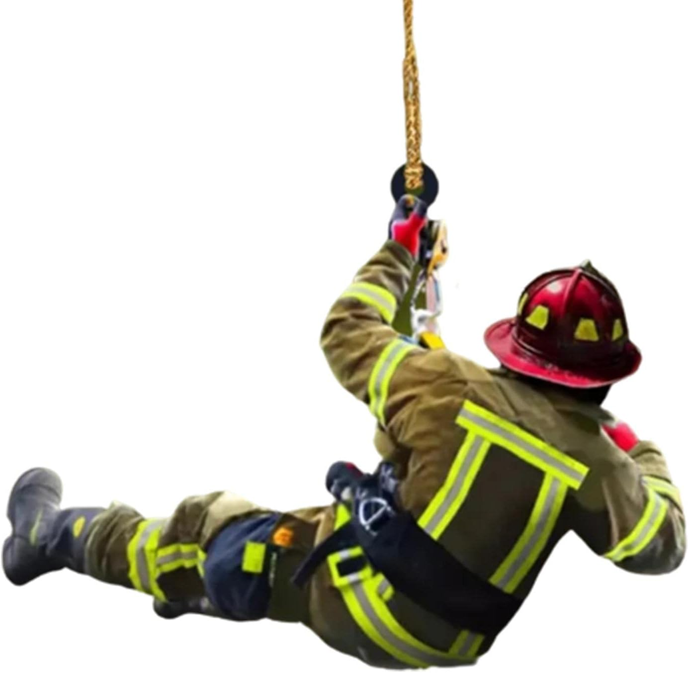 Firefighter Christmas Tree Ornament, Acrylic Flat Fireman Uniform Hanging Christmas Decor Car Rearview Mirror Hanging Pendant, Firefighter Gift (Single-Sided) image number 3