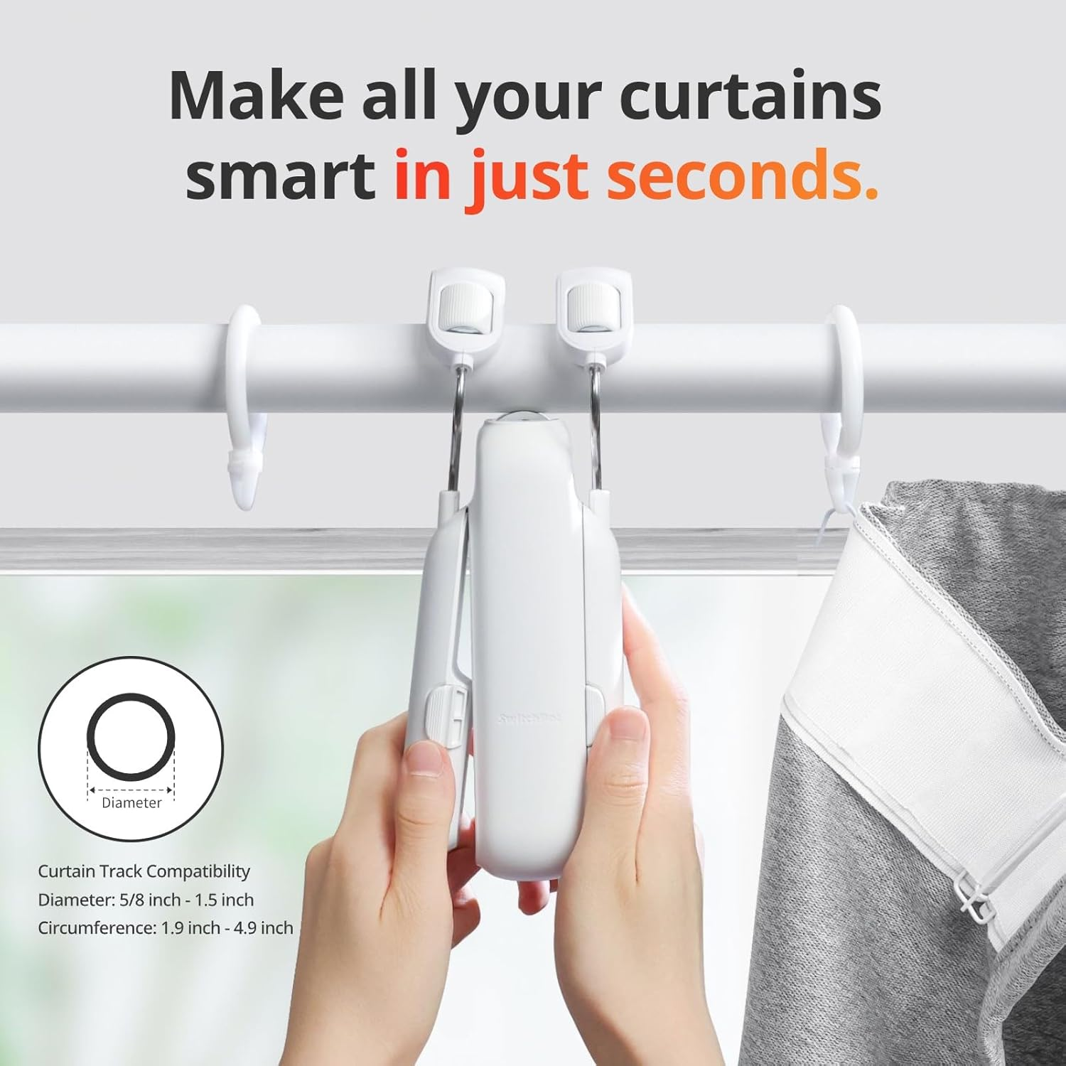 Switchbot Automatic Curtain Opener - Bluetooth Remote Control Smart Curtain with App/Timer, Upgraded High-Performance Motor, Add Switchbot Hub to Work with Alexa, Google Home, Homekit (Curtain 3, Rod) image number 6