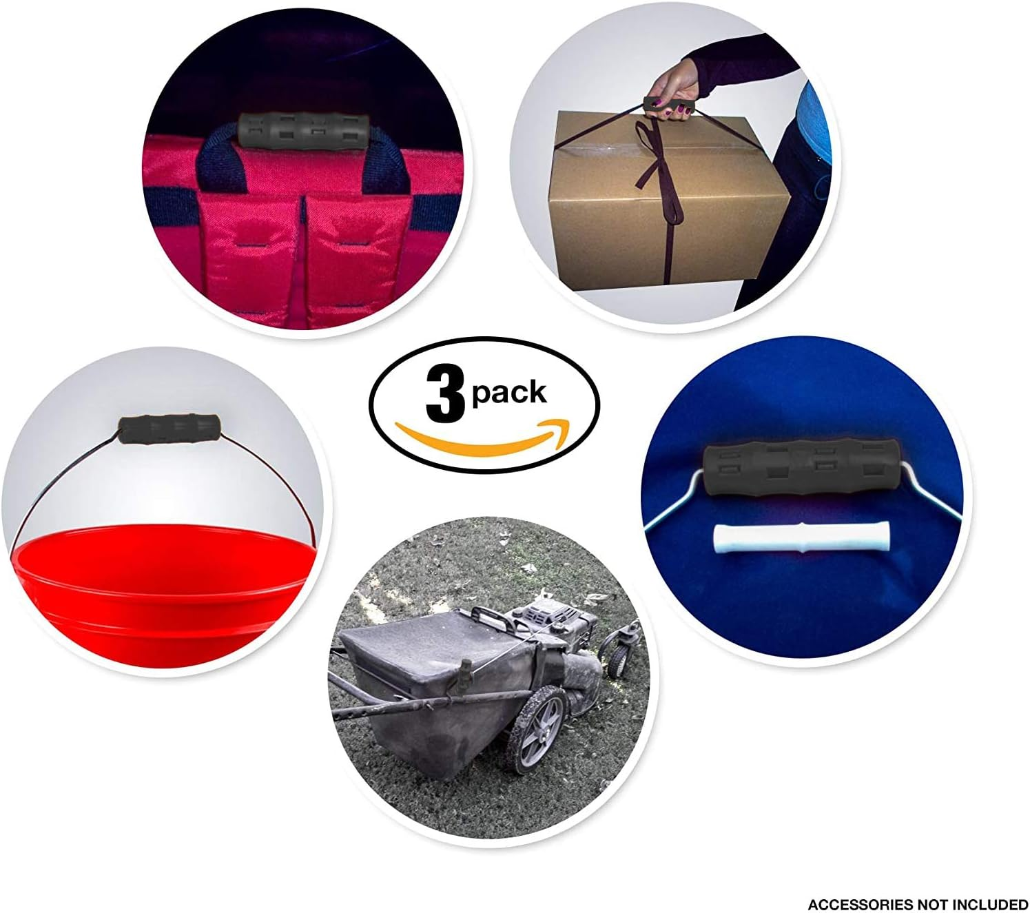 Ergonomic Replacement Bucket Handles (3 Pack) - BLACK