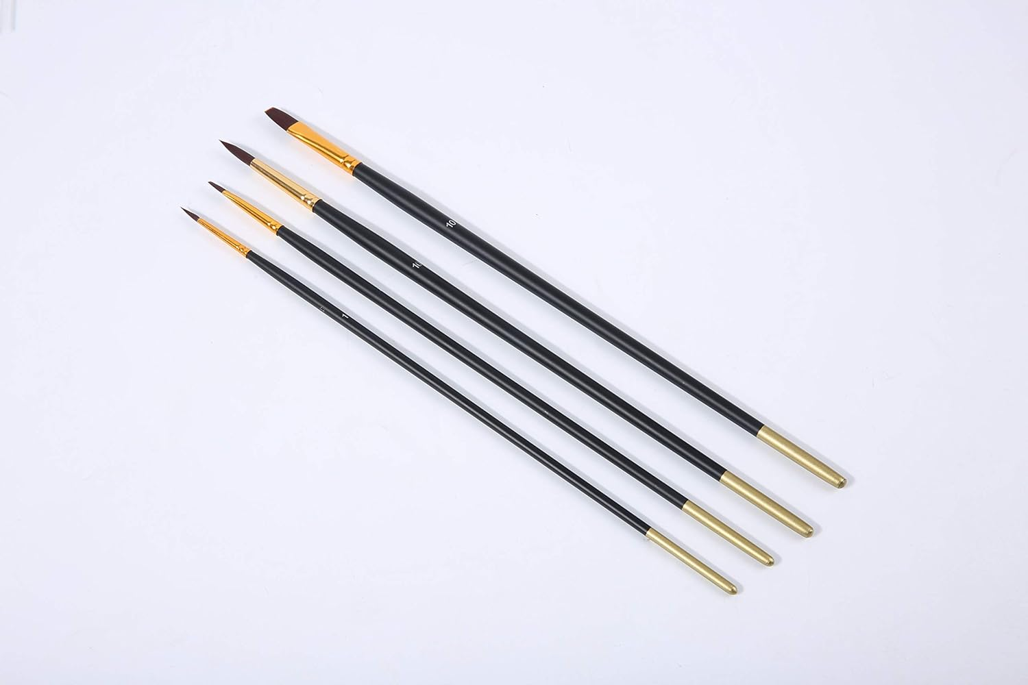 Etchd Lab 4 Pcs Artist Paint Brush Set- Ergonomic, No Shedding, Versatile Nylon Brushes - Includes #1 Round, 10 Round, 4 Flat, 10 Flat for Watercolor, Acrylic, Oil, Face, Nail, Craft Art Painting image number 5