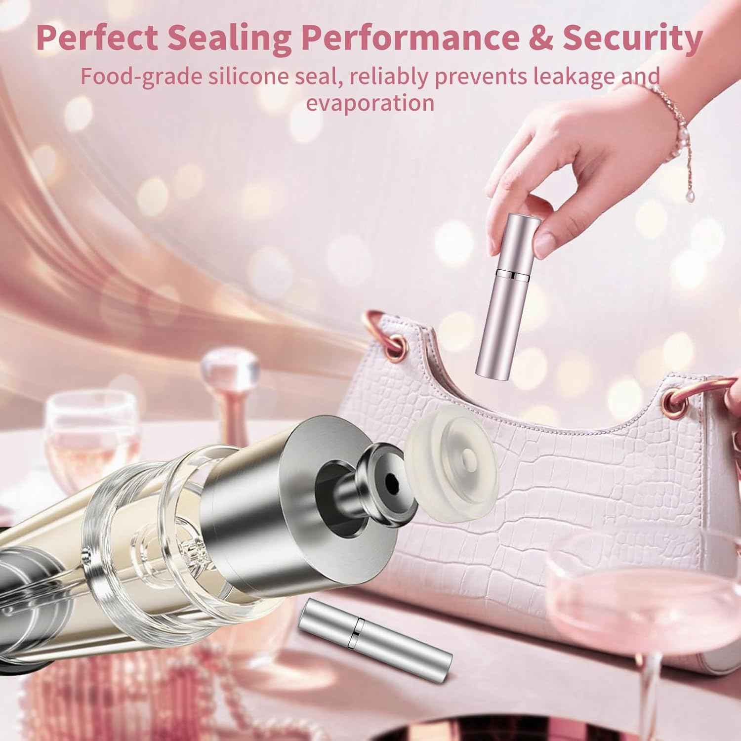 Raheem Pack of 2 Perfume Atomisers, 5 Ml Mini Perfume Atomiser for on the Go Perfume Filler with Protective Cap, Perfume Atomiser Refillable for Travel, Holiday, Camping, Business image number 5