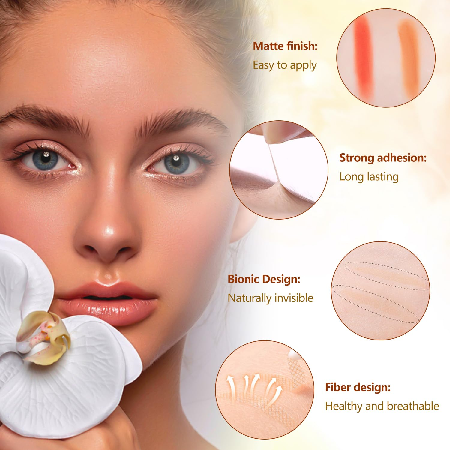 WALWAL Double Eyelid Lift Strips, Invisible Waterproof Eyelid Lifter Strips Stickers with Assisted Fit Fork Bar(240 Pcs, Olive Shaped) image number 2