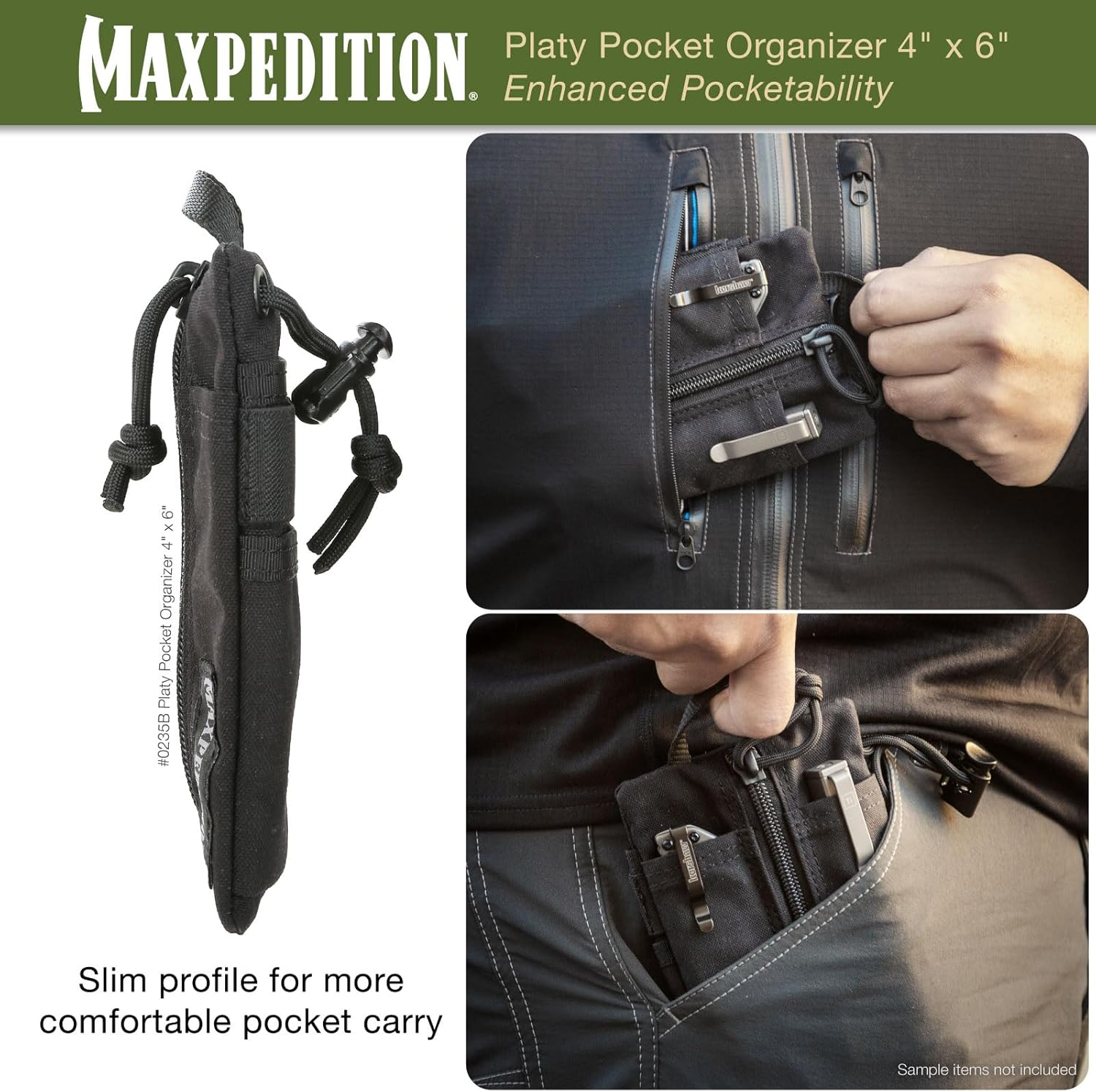 MAXPEDITION Platy Pocket Organizer, Durable EDC Tool Pouch for Men, Neck Wallet with Paracord Lanyard, Holds Flashlight, Multitool, Pen, Notebook image number 7