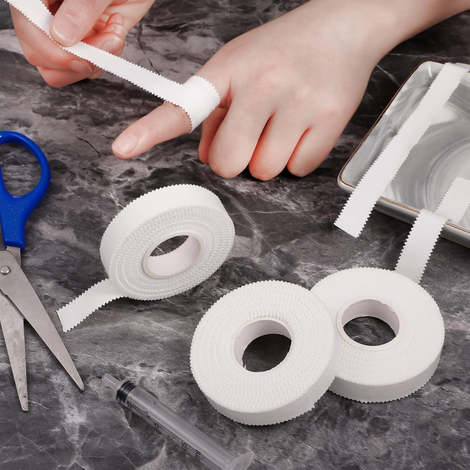 Breathable Fabric Strapping Wrist Finger Tape, 6 Roll Breathable Wrist Finger Easy-Tear Strapping Tape, White Athletic Fingers Tapes Sports Tapes for Knee,Hands image number 4