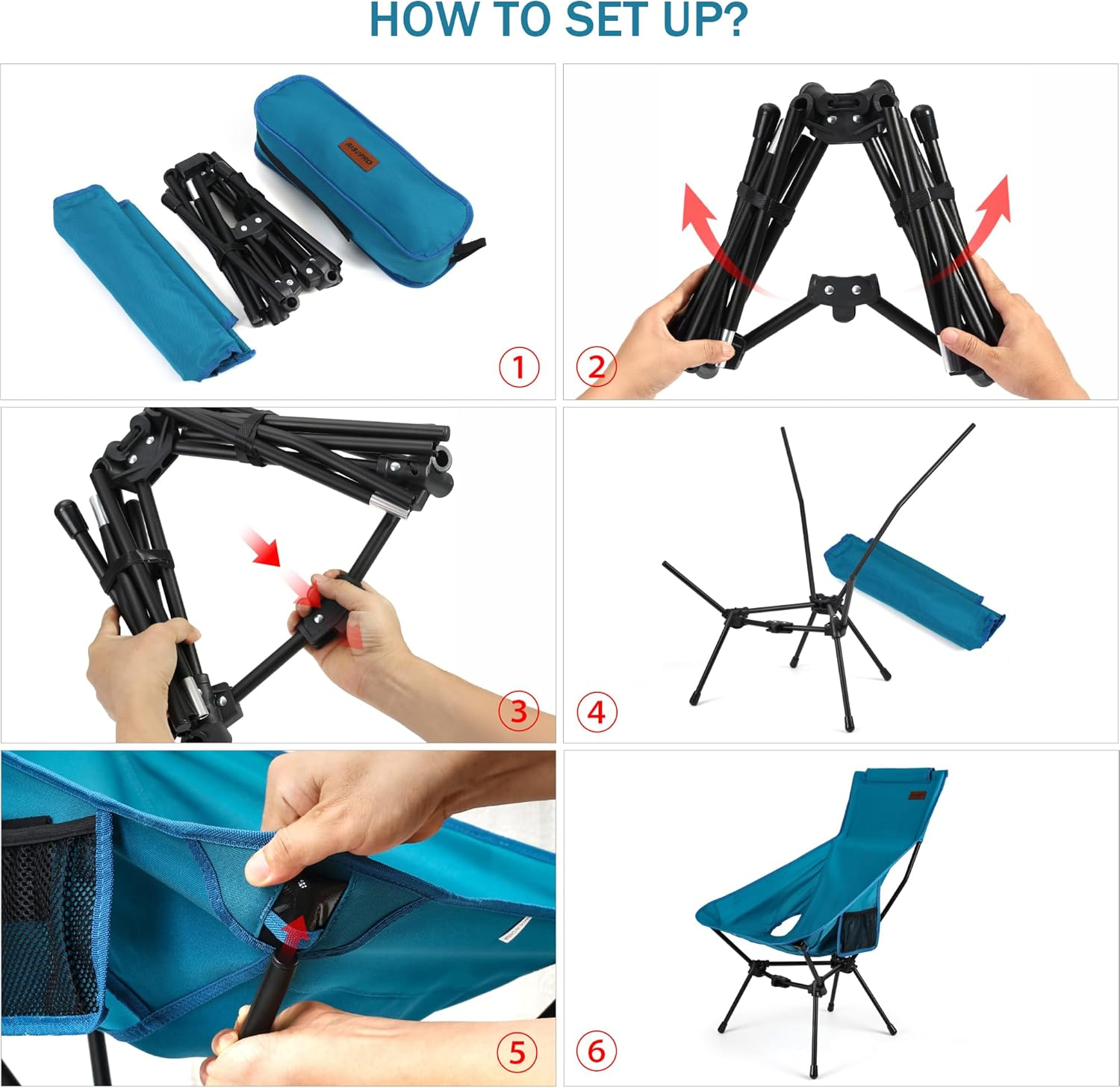 RISEPRO Upgraded Outdoor Camping Chair Portable Lightweight High Back Folding Camp Chairs with Sturdy Triangular Structure & 2-Sided Pocket for Outdoor Backpacking Hiking Travel Picnic Fishing DC image number 1