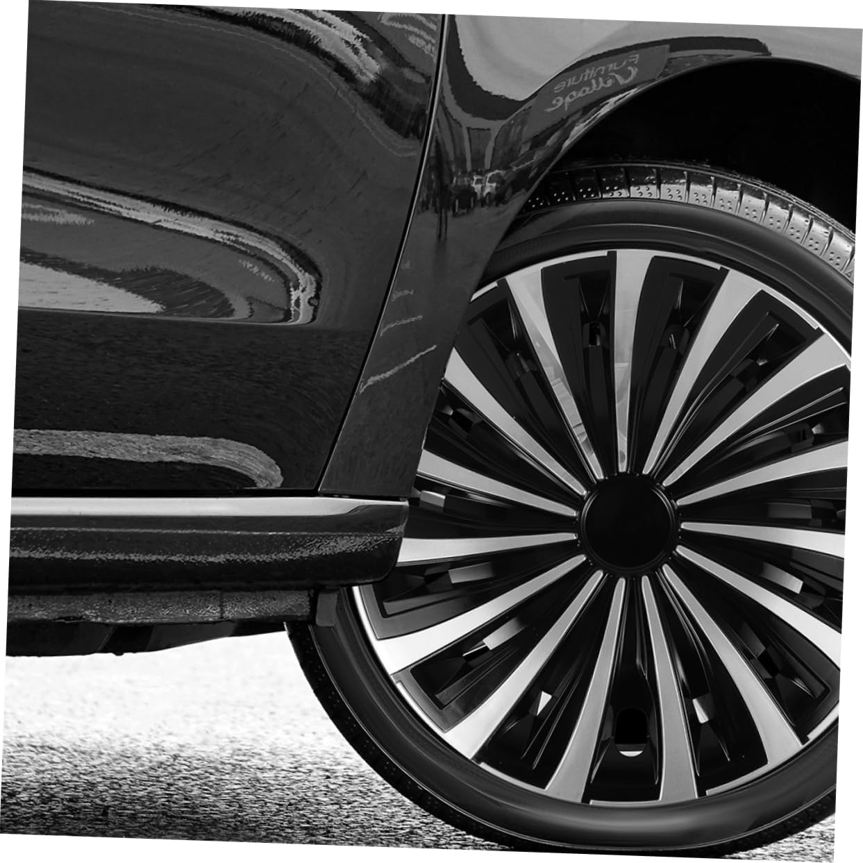 FELTECHELECTR Automotive Wheel Wheel Rim Protector Black Hubcaps Decorative Hub Covers image number 3