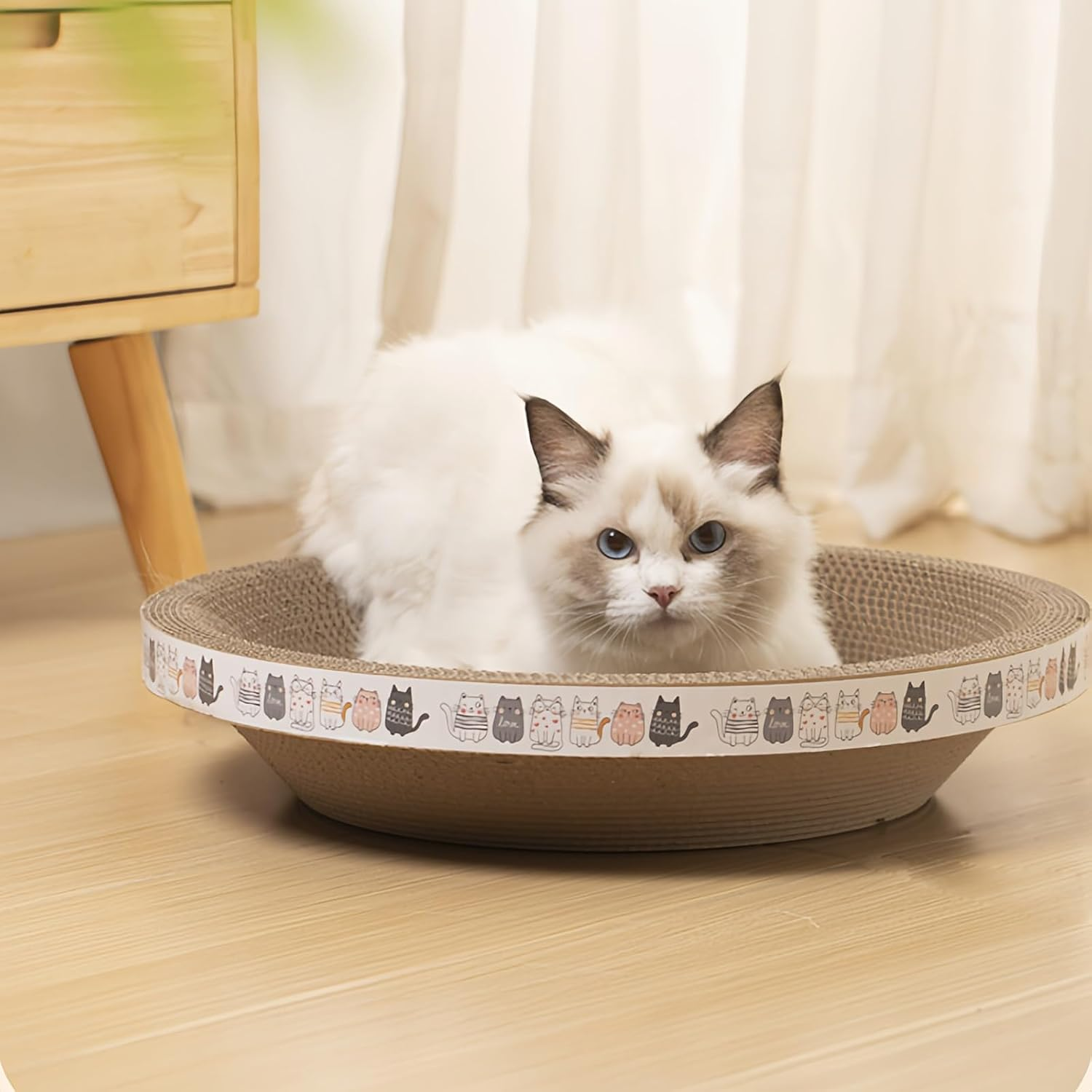 Taoluwin Cat Scratcher, Multi-Functional Cat Scratching Board, Kitty Scratcher Bowl with Durable Design, Waterproof Edges, Thick Cardboard Pad for Kitties to Play, Sleep & Scratch image number 3