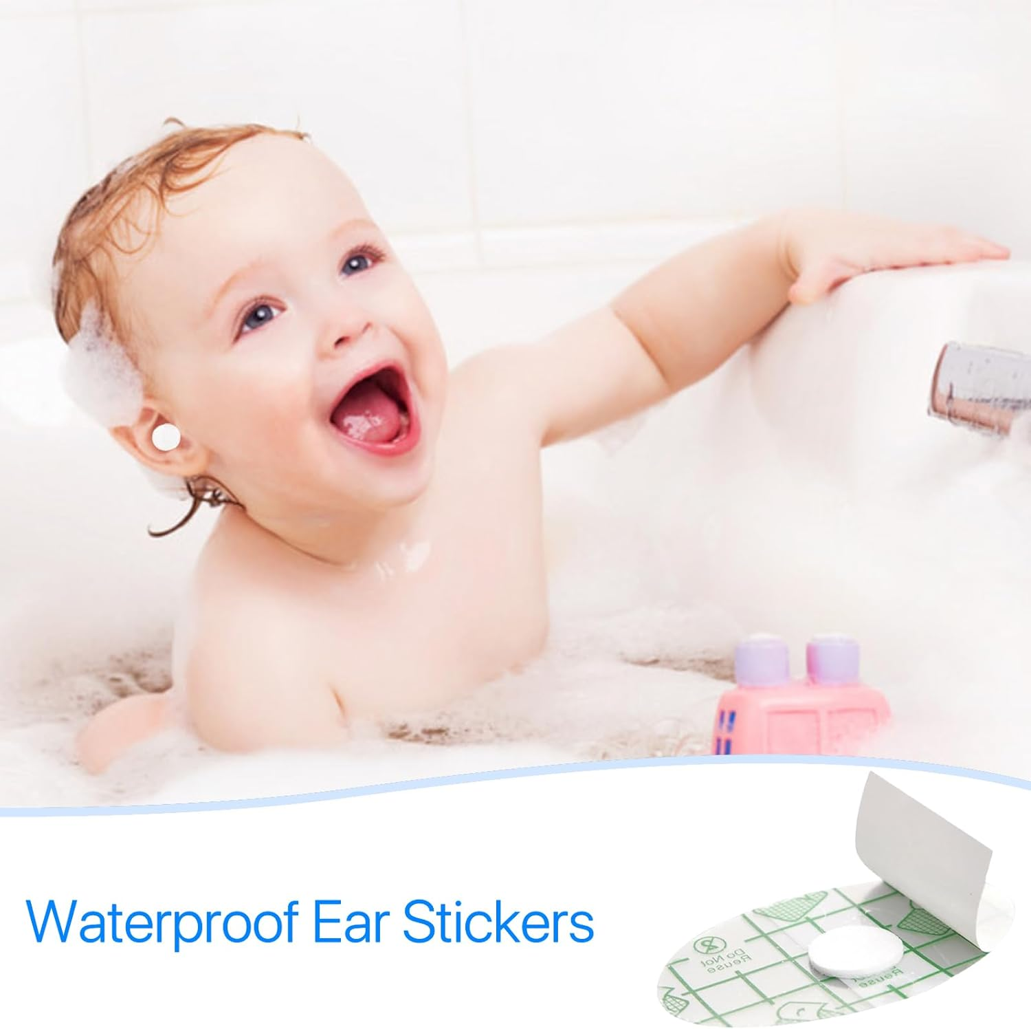 VOSO 100 Pieces Shower Ear Stickers, Waterproof Ear Stickers, Disposable Ear Covers for Shower, Transparent Adhesive Ear Covers Elastic Ear Protector Caps for Hair Dye, Shower, Bathing, Swimming (Small) image number 3