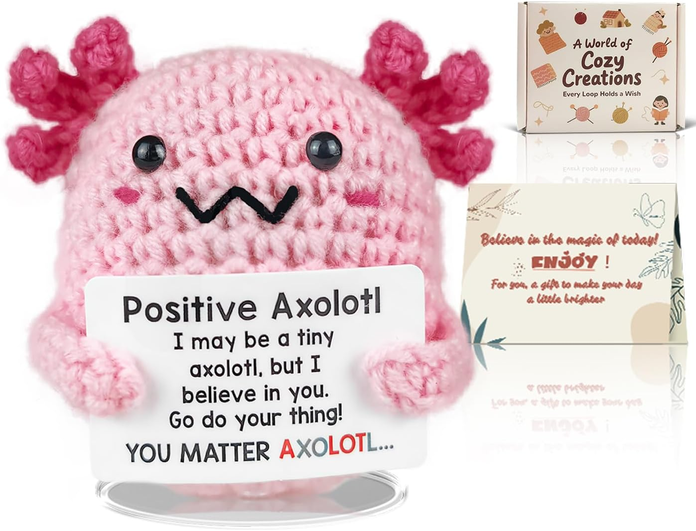 SZMDLX Handmade Crochet Axolotl, Positive Emotional Support Animals Doll Cute Knitted Stuffed Themed Gifts Worry Dolls for Birthdays,Home Office,Party Decorations (Cute Salamander)