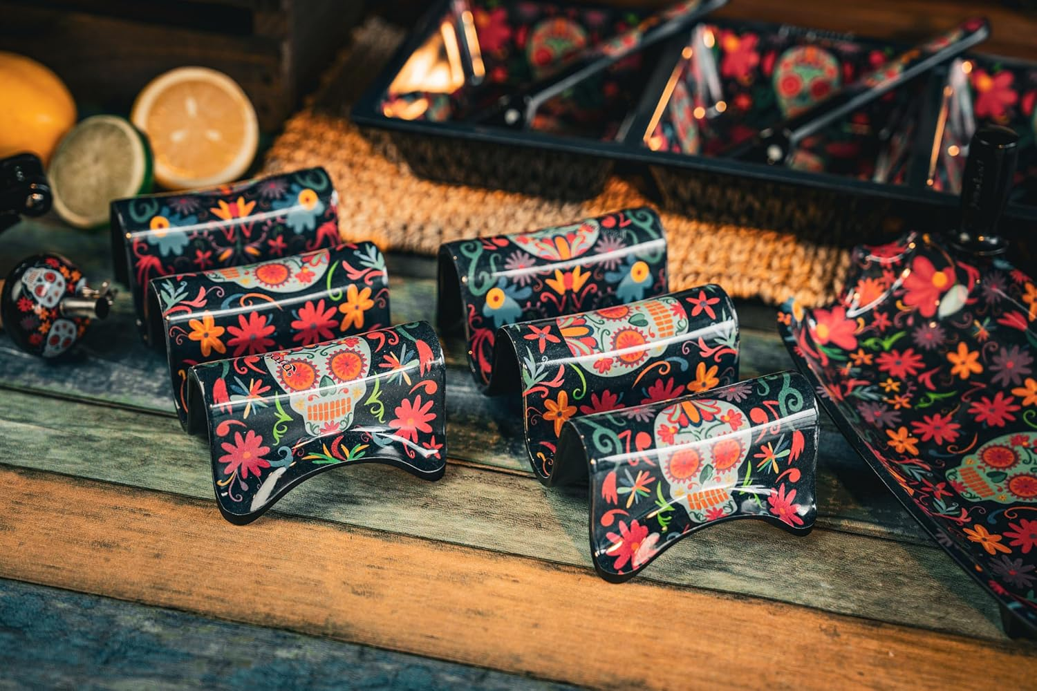 Prepara Day of the Dead Taco Holder &ndash; Holds 3 Shells &ndash; Multicolour &ndash; 8.9 X 19.1 X 4.6 Cm &ndash; Fun Novelty Taco Stand for Parties & Dinners image number 6