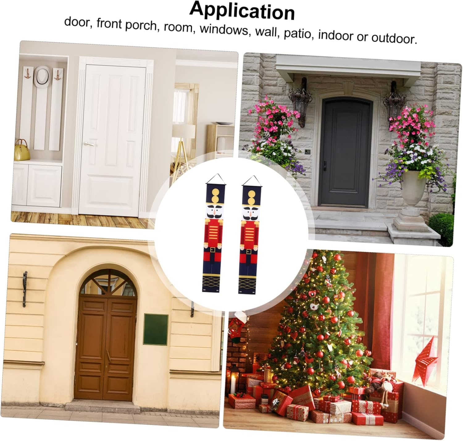 BUGUUYO Elegant Nutcracker Soldier Pattern Door Banner LED Christmas Decorations for Holiday Banquet Decor image number 1