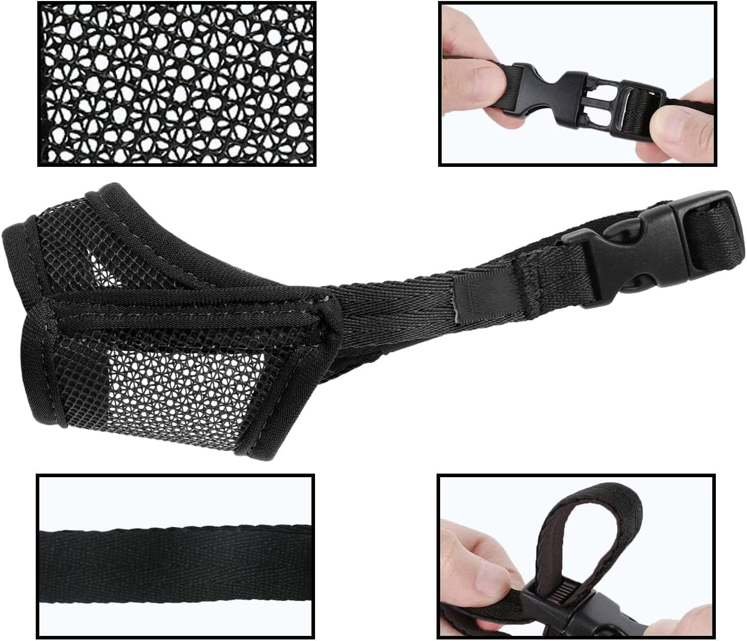 Mesh Dog Muzzle That Allows Drinking and Eating with Breathable Adjustable Loop Durable Pets Muzzle Prevent for Barking, Biting, Chewing (S) image number 4
