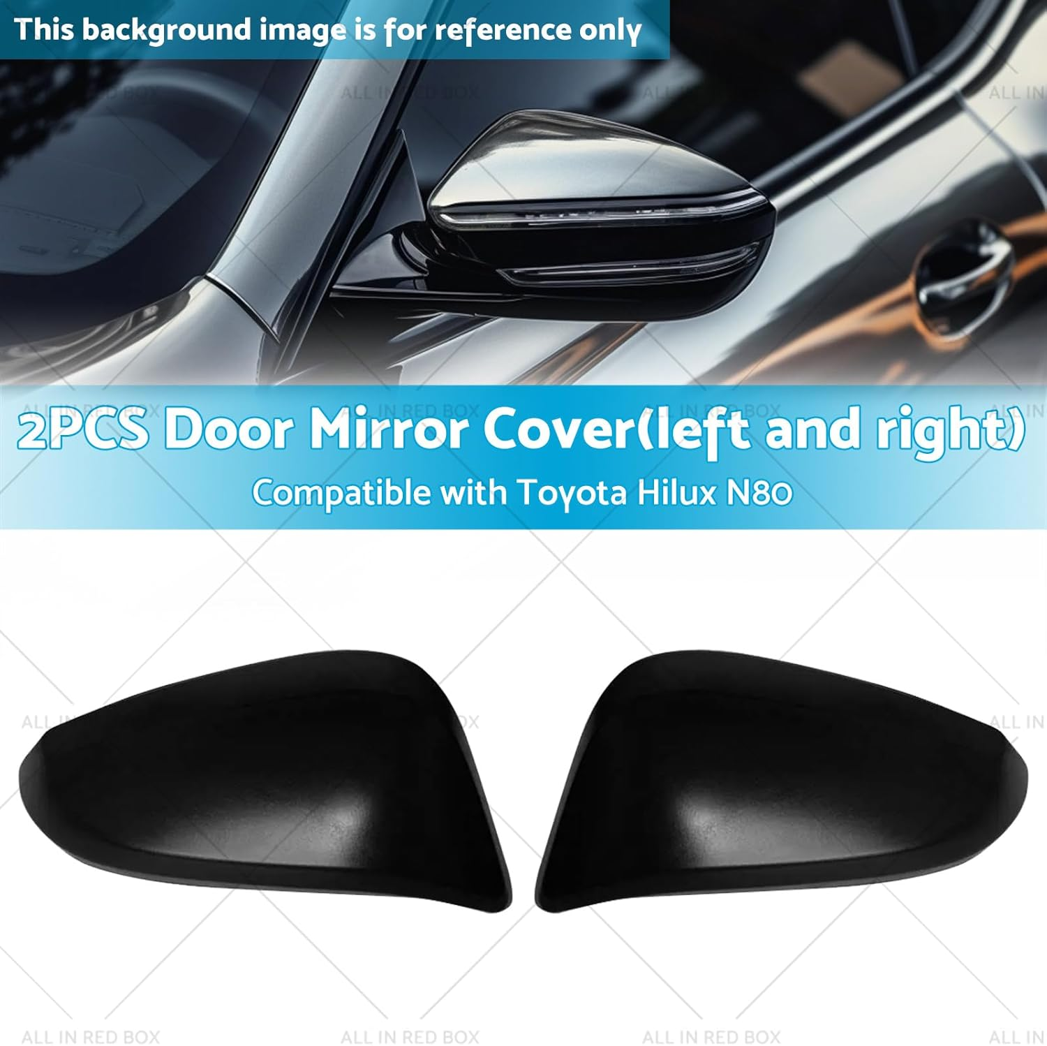 KAKA AUTO PARTS Black Car Door Mirror Cover Side Cap Guard Suitable for Toyota Hilux N80 2015-2021 image number 5