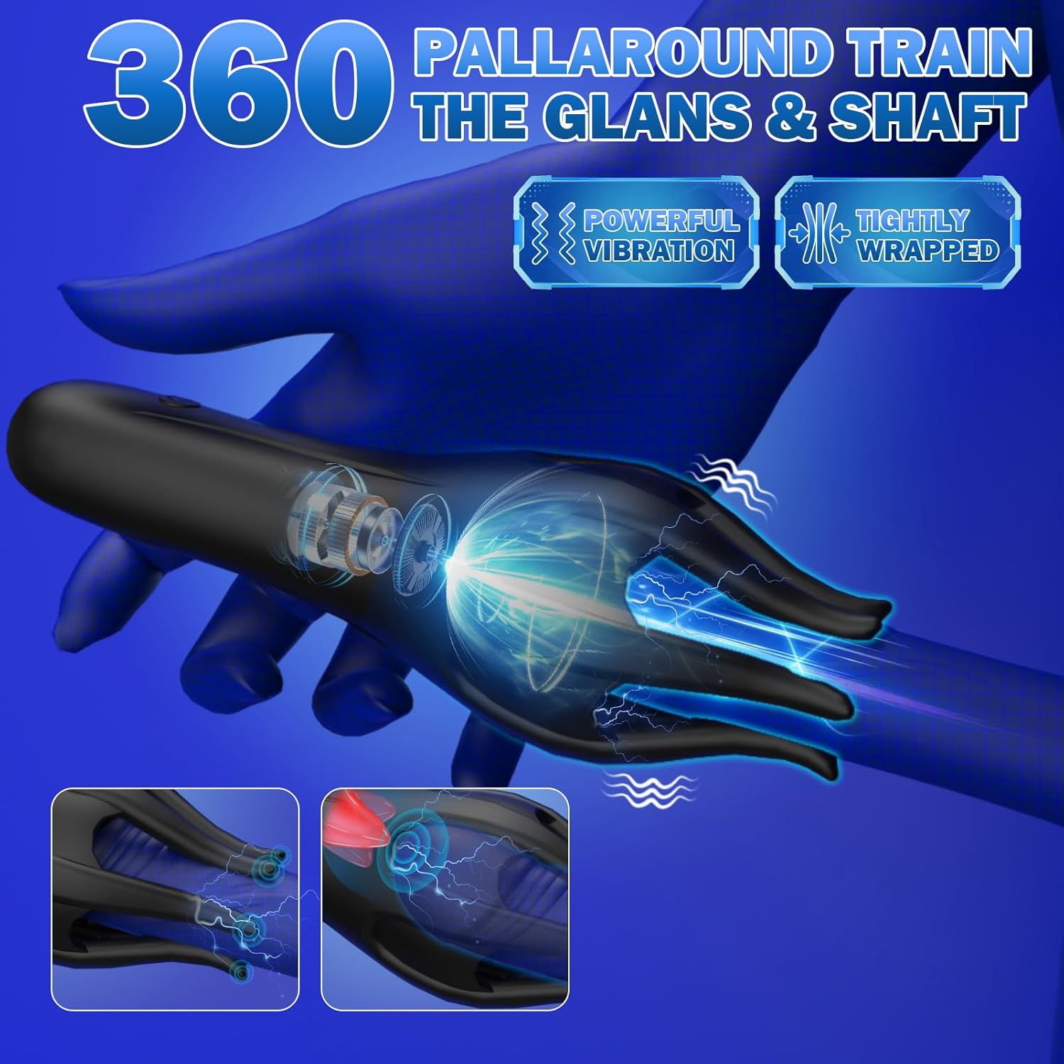 Male Sex Toys for Men - Upgraded Automatic Male Masturbators,Masturbator Machine with 10 Modes Vibration & 10 Licking Tongue,Adult Sex Toys for Training & Prolong Endurance,Pocket Pussy with 3D Textured for Men (Black) image number 2