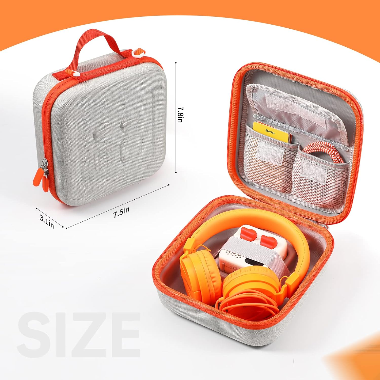 Hard Travel Case for Yoto Mini Portable Bluetooth Audio Player, EVA Storage Bag with Carrying Strap for Story Player, Audio Card, Charging Cable (Large, Grey) image number 6