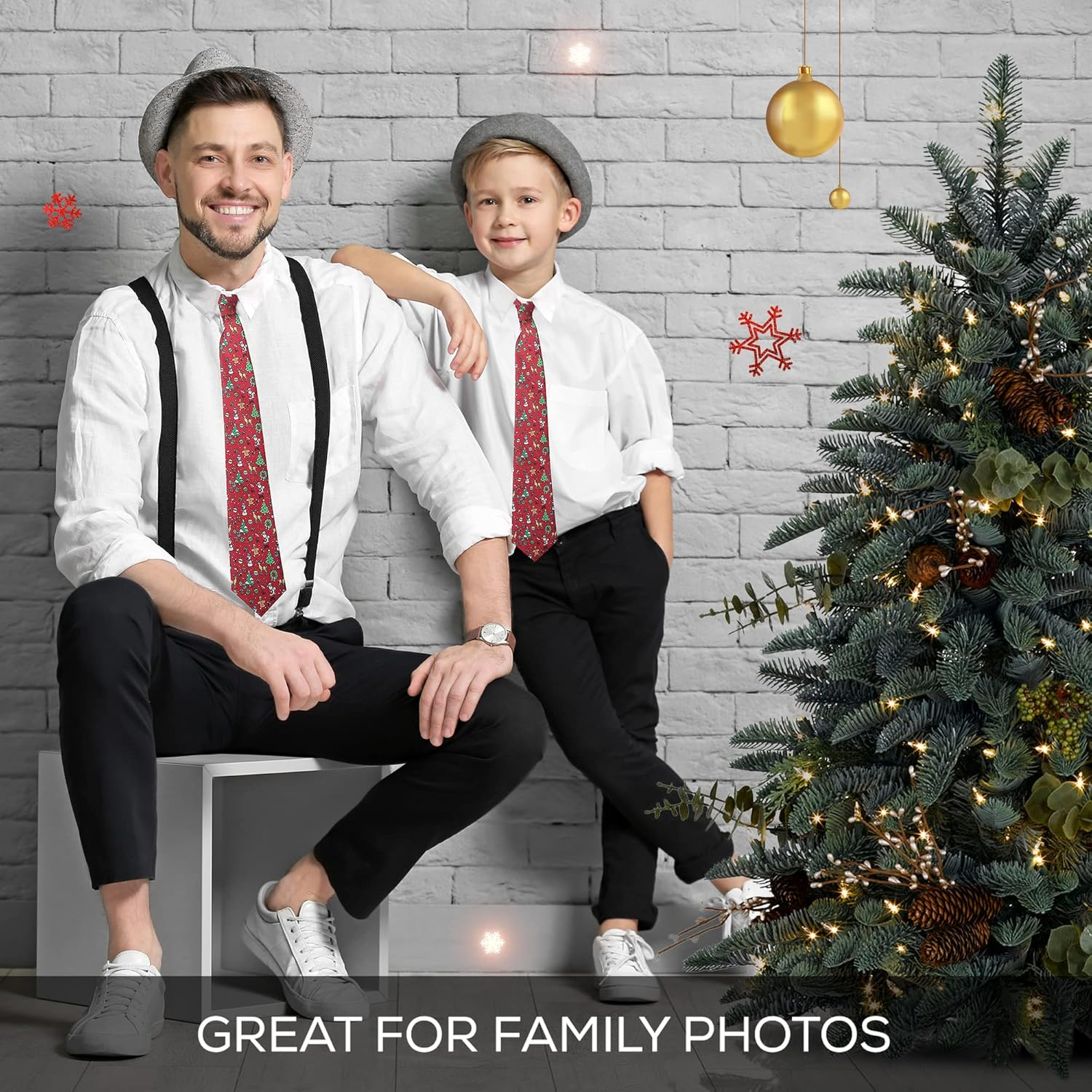 Holiday Christmas Ties for Men - Cool Mens Neckties - Many Colors to Choose From - Christmas Tree - Navy Blue image number 5