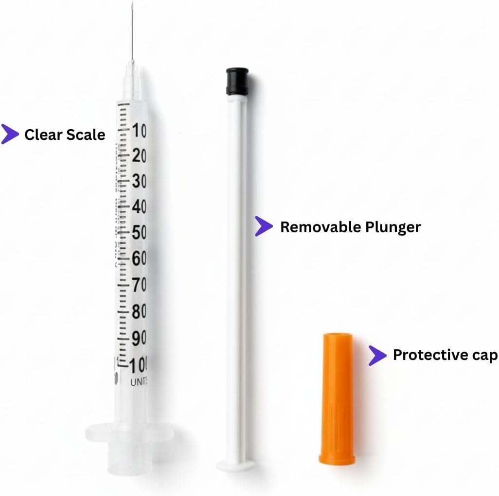 1Ml/Cc Syringe with 29G X 12.5Mm Needle, 100 Pcs, Lab Syringes, Plastic Syringes (Individually Wrapped) by Imatec image number 4