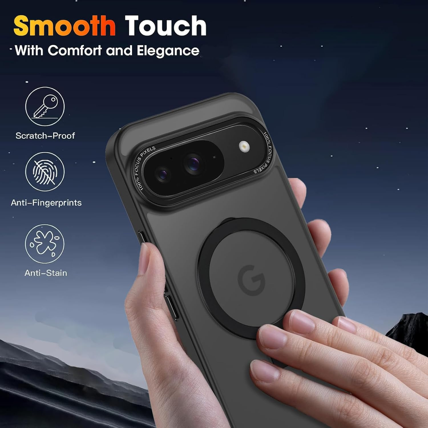 AVETUL for Google Pixel 9 Case, Phone Case Pixel 9 Pro with Invisible Magnetic Ring Stand [Compatible with Magsafe] [Full Camera Protection] Shockproof Bumper Hard Protective Cover Cases, Black image number 6