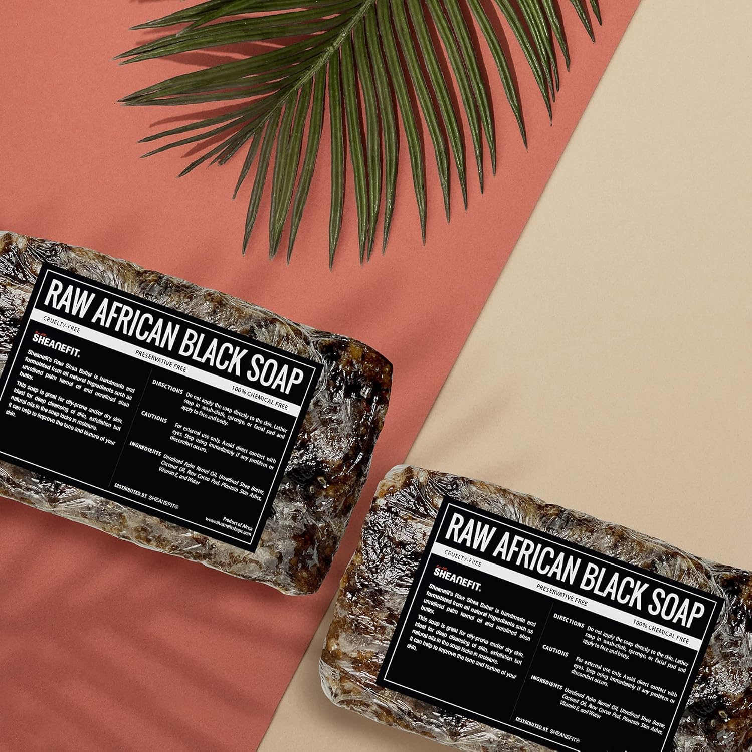 Sheanefit Raw African Black Soap Bar - 1 to 10 Lbs Various Size by (African Black Soap, 2Lbs) image number 1