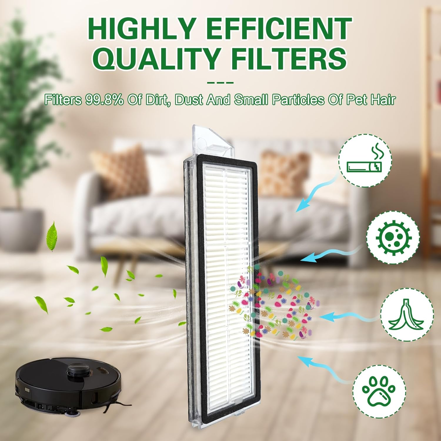 YBVABE S8 Pro Untra Accessories 36 Pack Kit for Roborock S8 Pro Ultra /S8 Docking (Not for S8 Maxv Ultra) 4 Roller Main Brush, 2Self-Cleaning Brush, 6 Filter, 6 Side Brush, 9 Mop Cloth, 6 Dust Bags image number 4