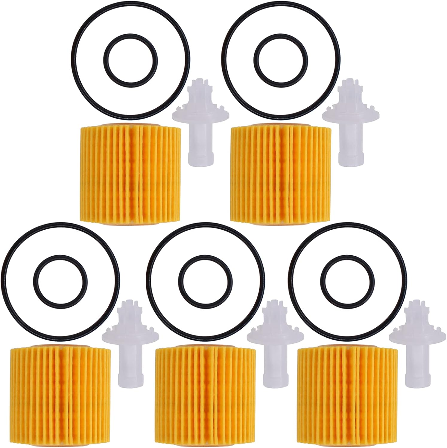 Newyall 5Pcs 04152-YZZA6 Engine Oil Filter with Gasket for Toyota Corolla 2009-2016 Matrix 2013-2014 Prius 2010-2015 Prius V 2012-2016 image number 1